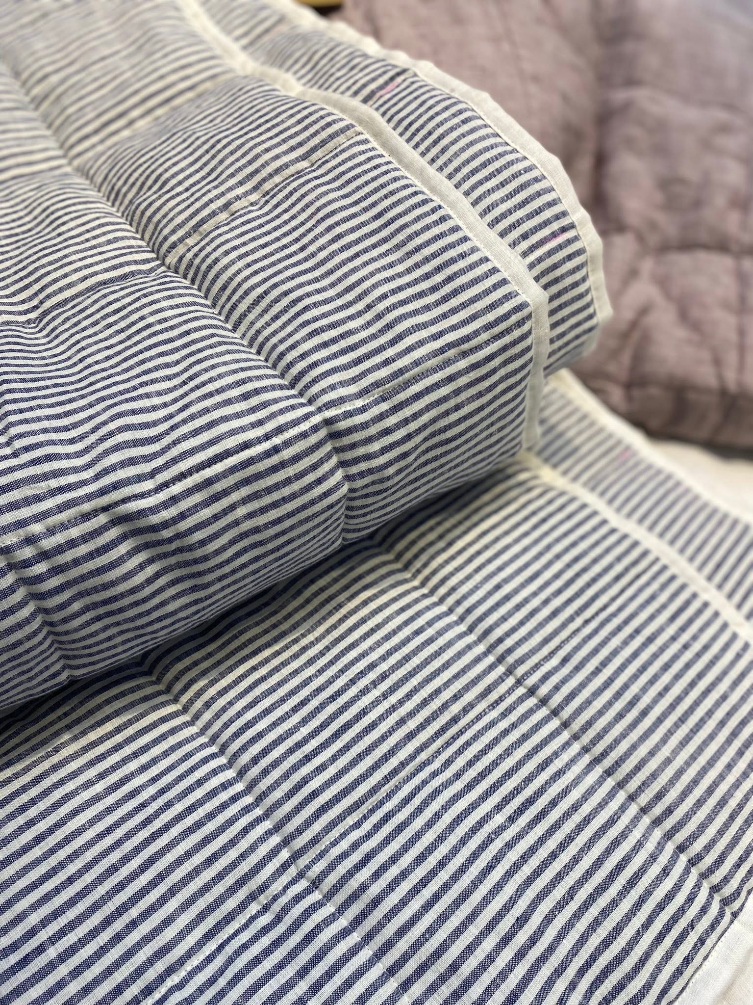 Hand-Quilted French Linen Blanket – Mushroom Taupe