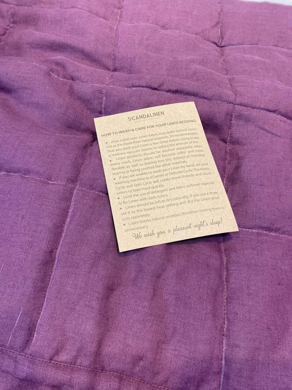 Hand-Quilted French Linen Blanket – Aubergine Plum