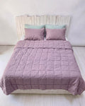 Hand-Quilted French Linen Blanket – Soft Lavender