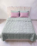 Hand-Quilted French Linen Blanket – Eucalyptus Sage