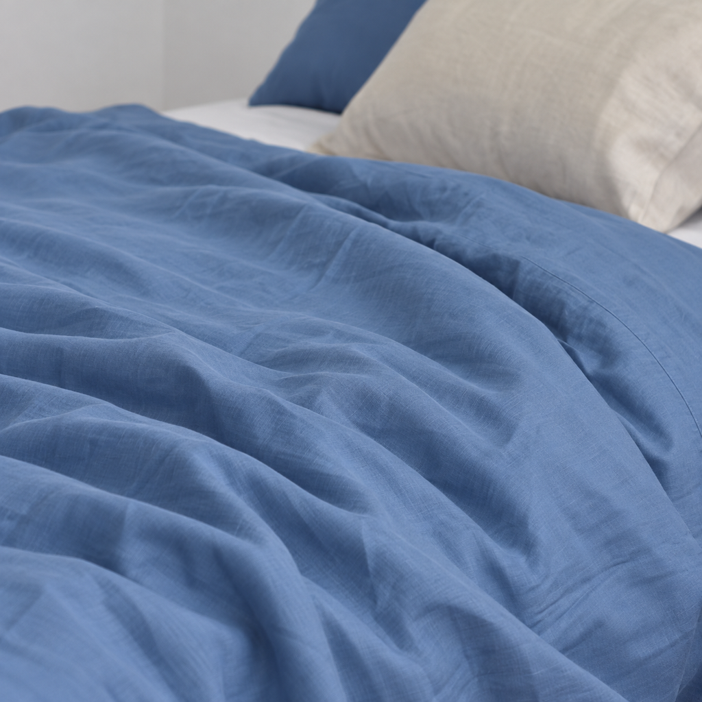Cerulean Bamboo Linen Duvet Cover Set – 4-Piece | 45% Linen 55% Bamboo Rayon