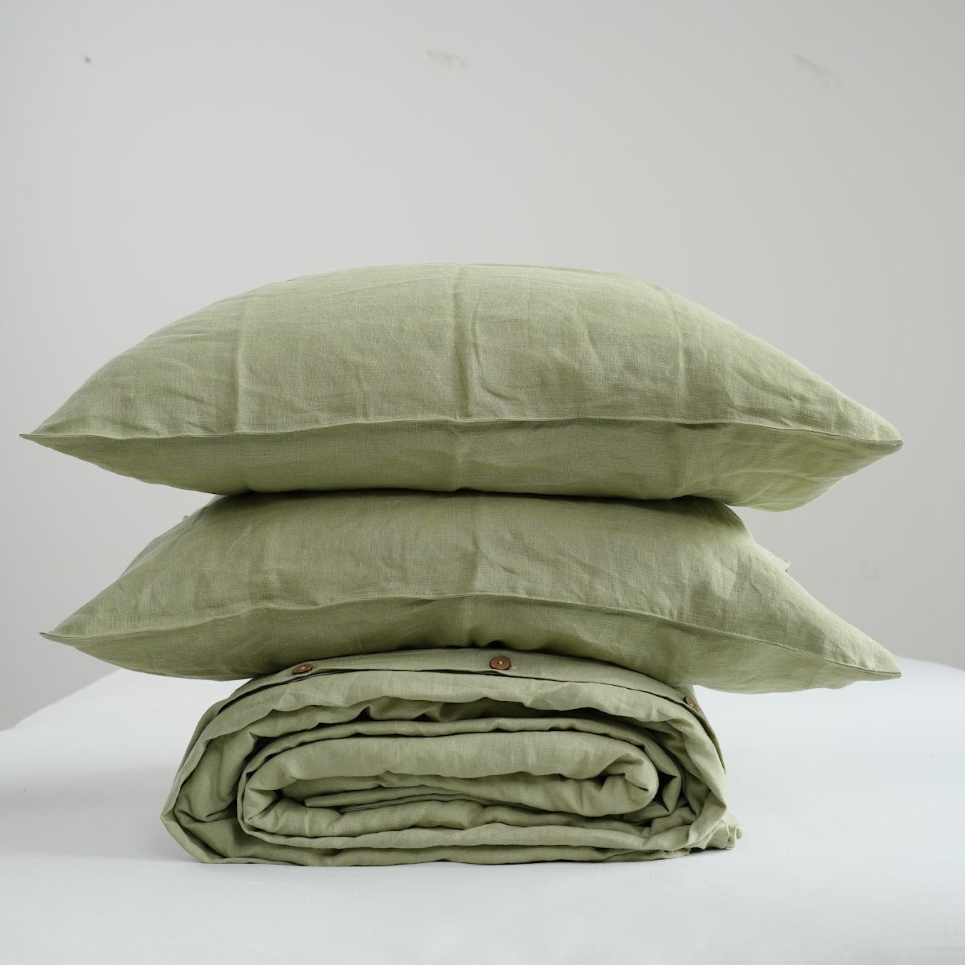 Avocado Green French Linen Fitted Sheet | OEKO-TEX Certified | Premium Linen Bedding