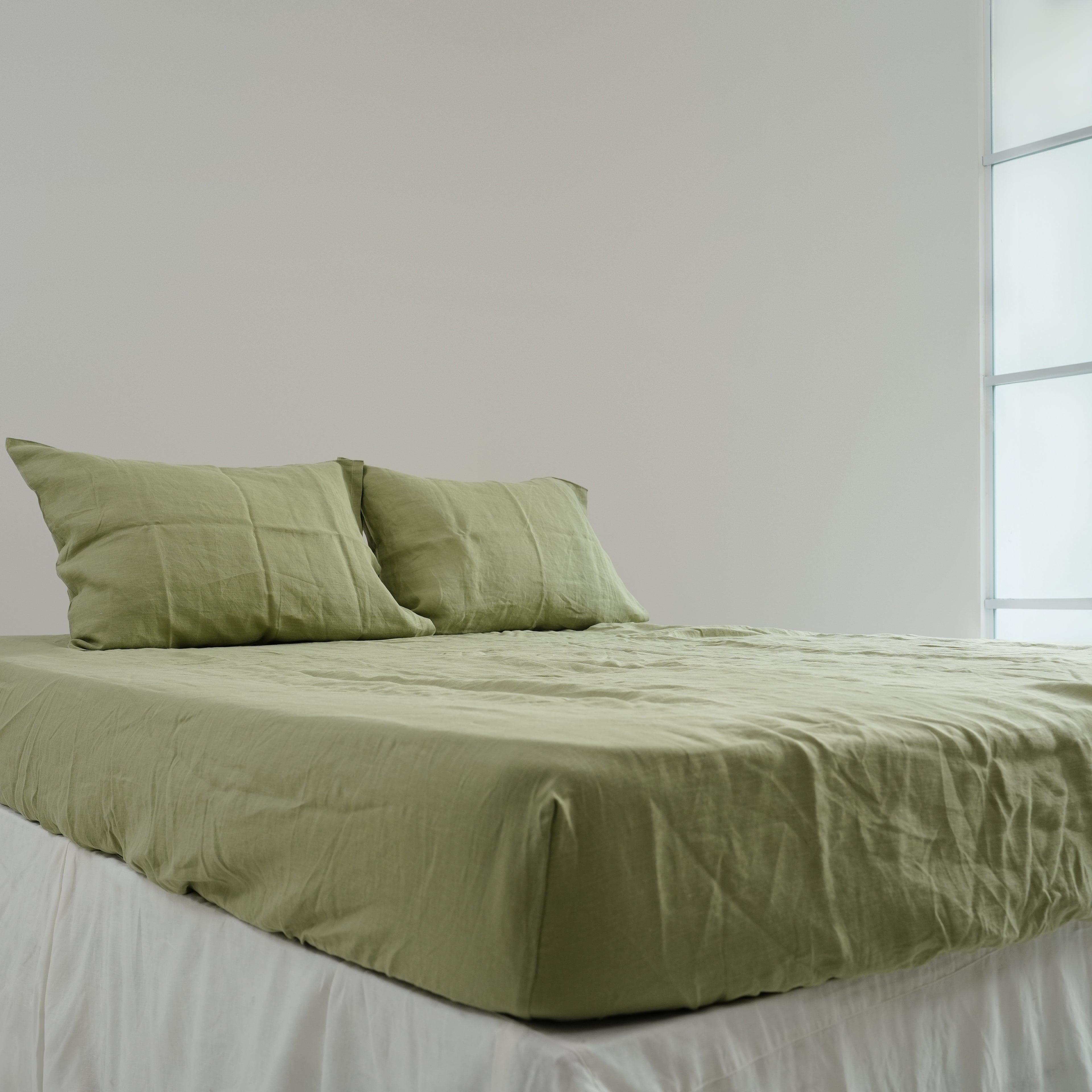 Avocado French Linen Duvet Cover - Plain Dyeing 10