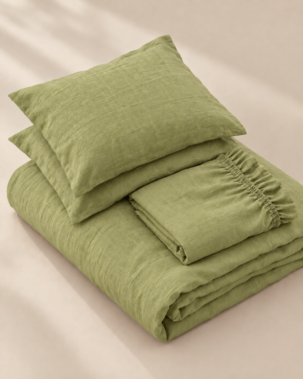 Chartreuse Green Bamboo Linen Duvet Cover Set – 4-Piece | 45% Linen 55% Bamboo Rayon