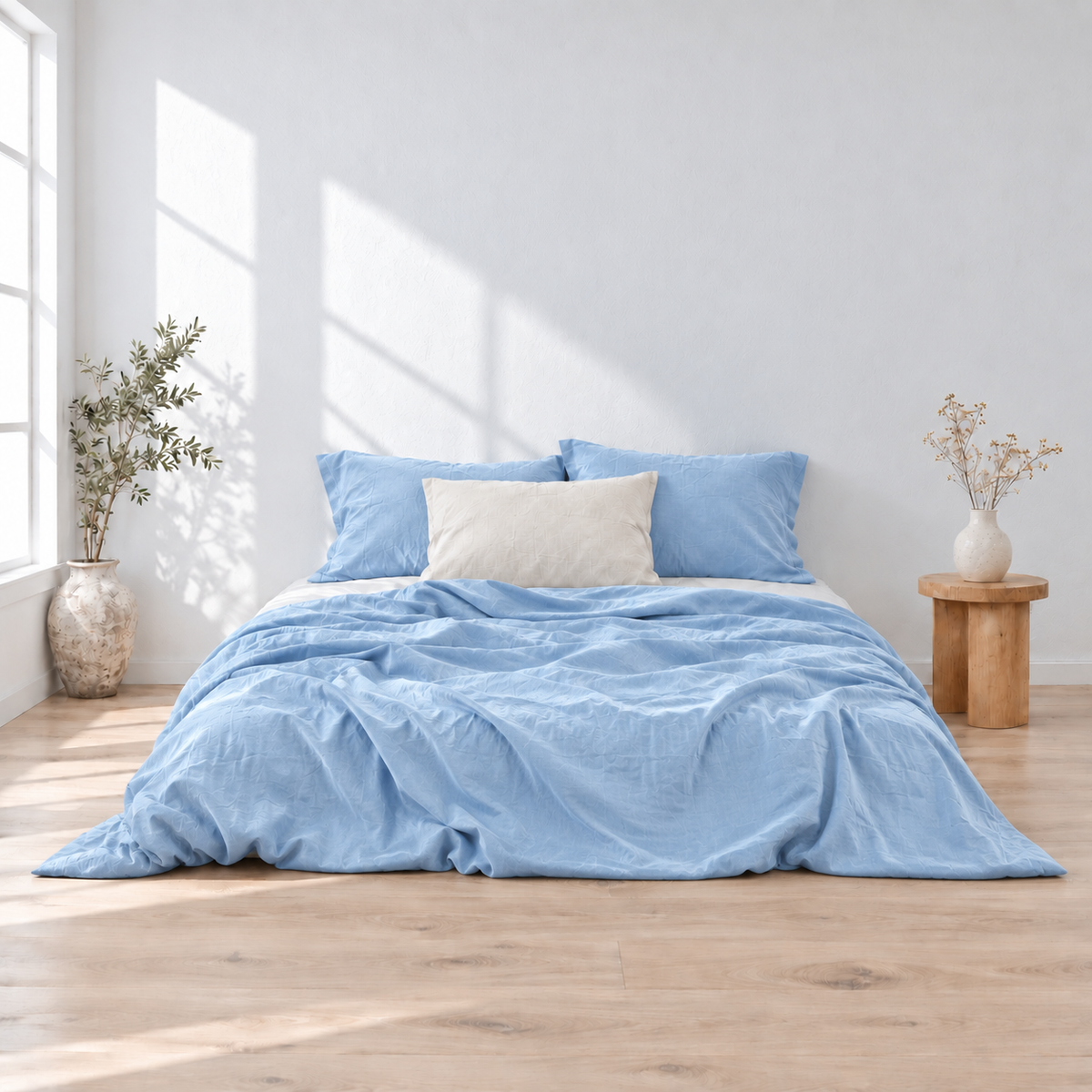 Pale Bamboo Linen Duvet Cover Set – 4-Piece | 45% Linen 55% Bamboo Rayon
