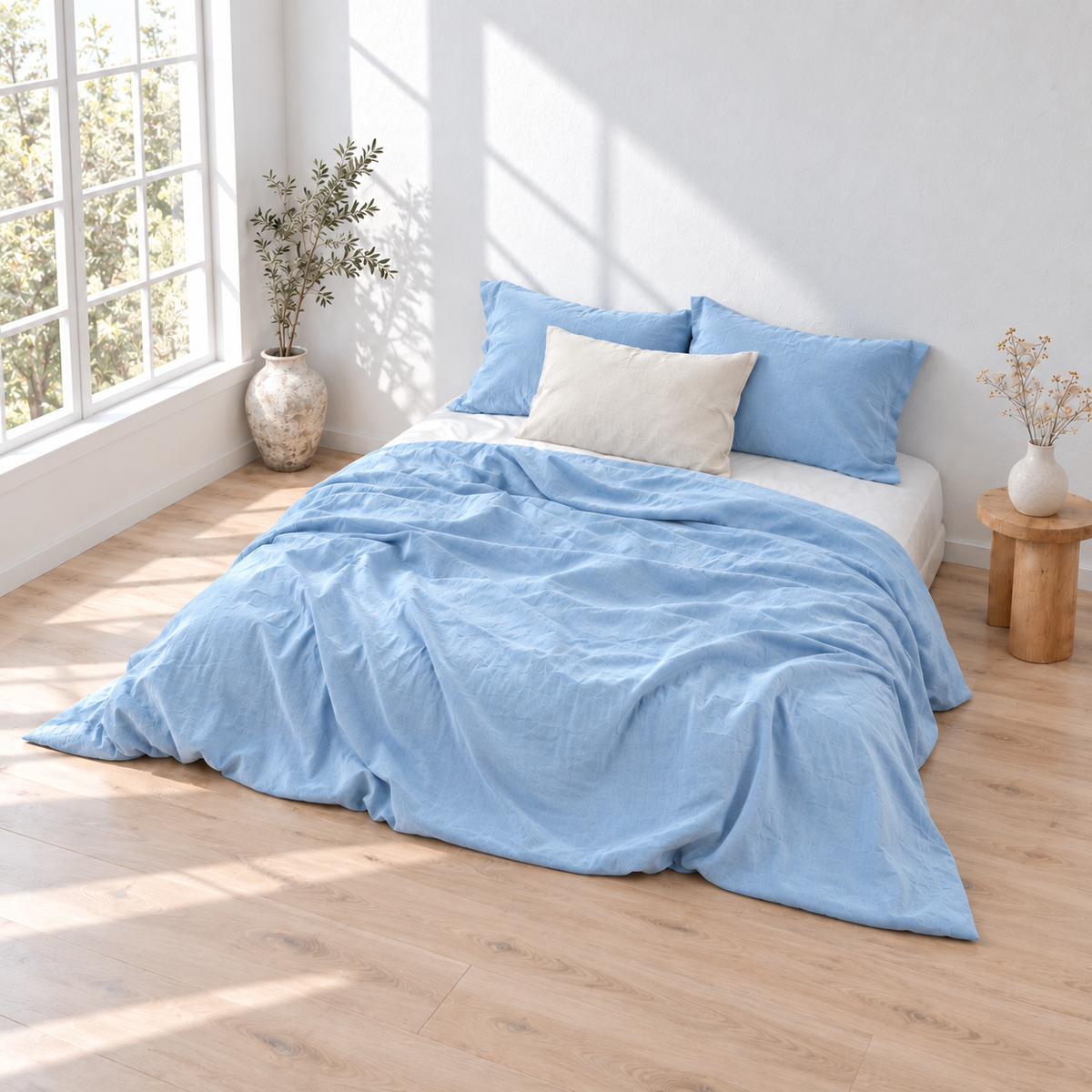 Pale Bamboo Linen Duvet Cover Set – 4-Piece | 45% Linen 55% Bamboo Rayon
