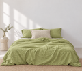 Chartreuse Green Bamboo Linen Duvet Cover Set – 4-Piece | 45% Linen 55% Bamboo Rayon