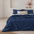 Navy Blue Bamboo Linen Pillowcases