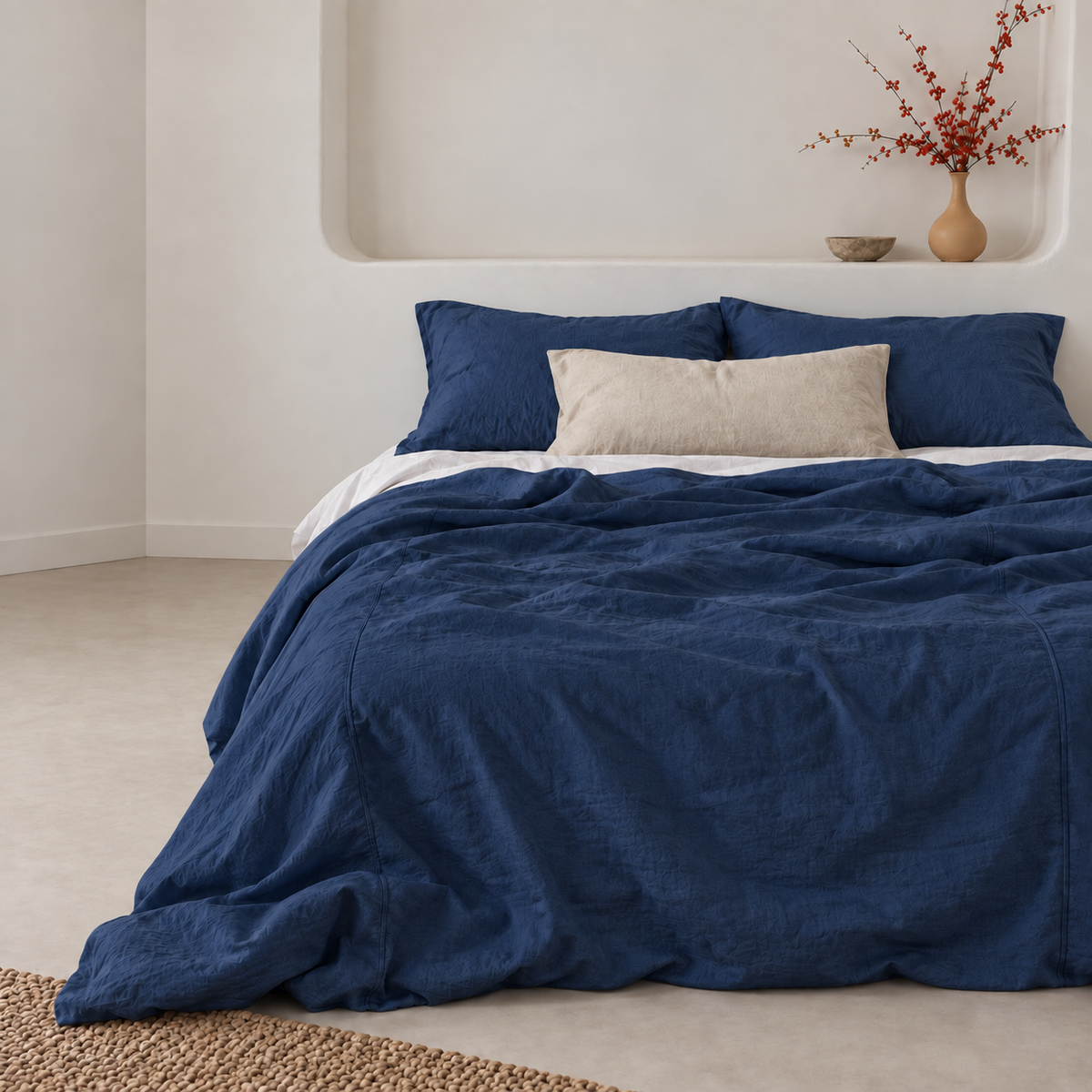 Navy Blue Bamboo Linen Pillowcases
