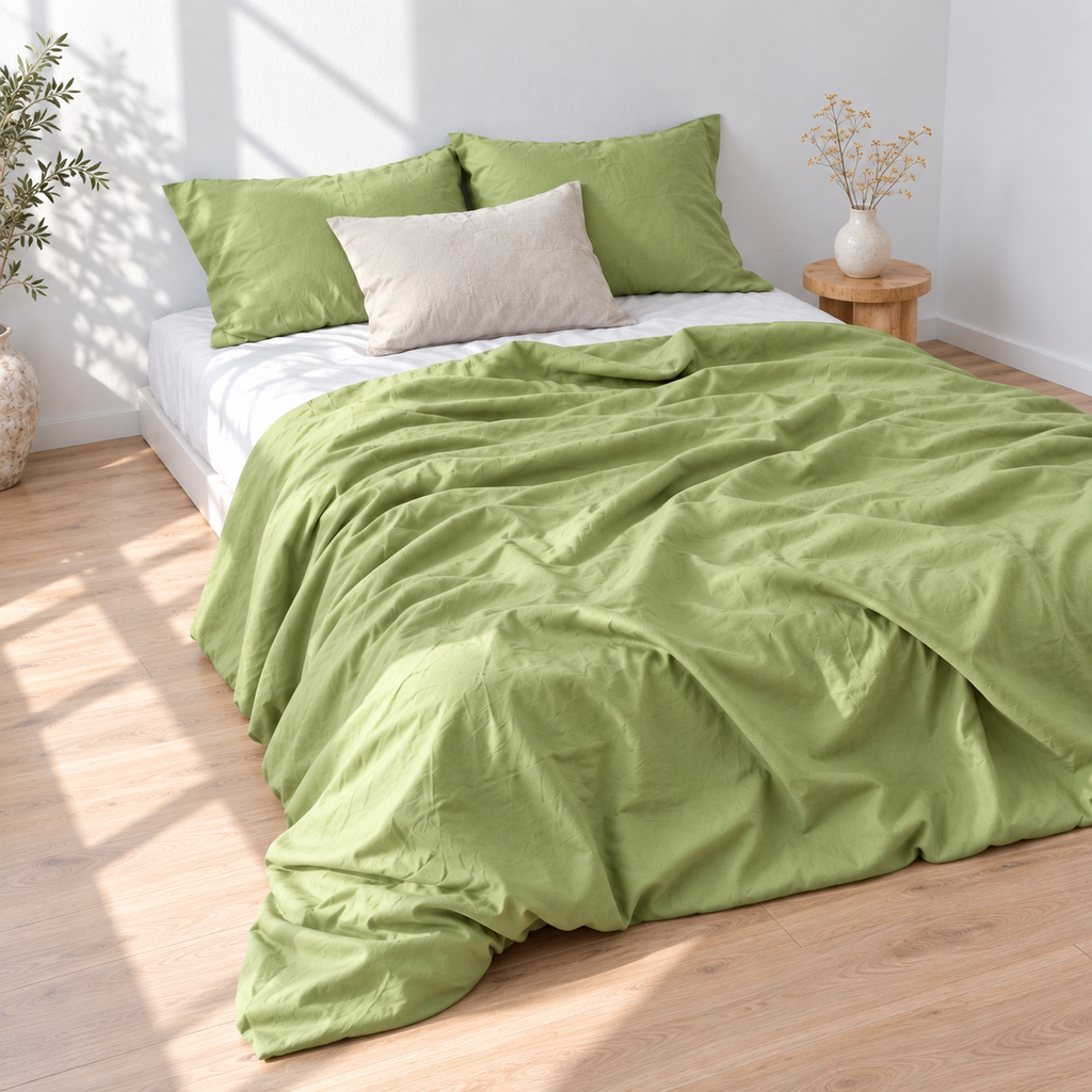 Chartreuse Bamboo Linen Duvet Cover Set – 4-Piece | 45% Linen 55% Bamboo Rayon