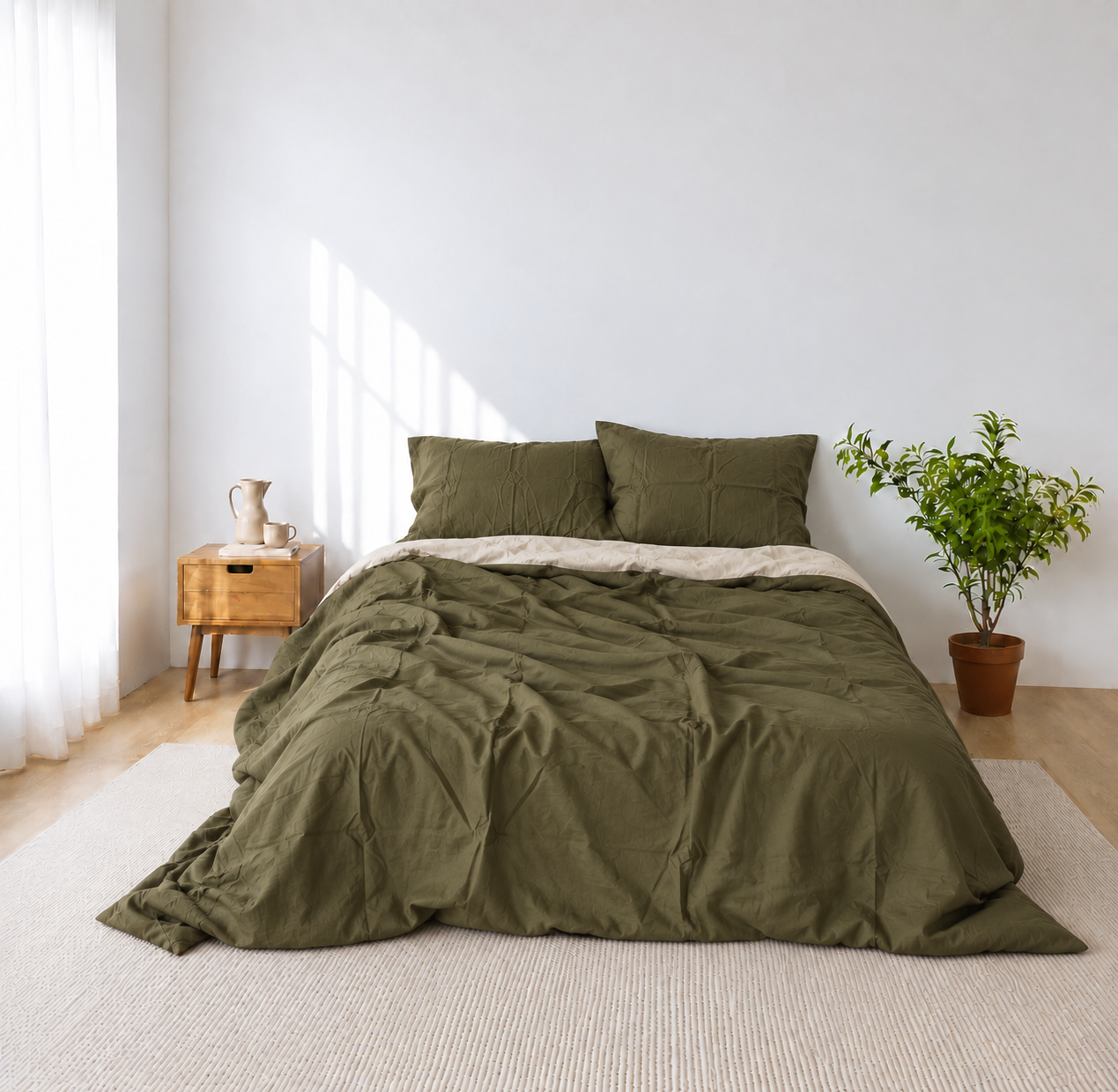 Juniper Bamboo Linen Duvet Cover Set – 4-Piece Bed Linen | 45% Linen 55% Bamboo Rayon | 165 GSM