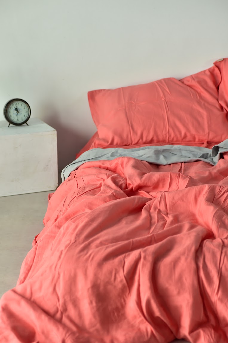 Salmon Bamboo Linen Duvet Cover Set – 4-Piece | 45% Linen 55% Bamboo Rayon | 165 GSM