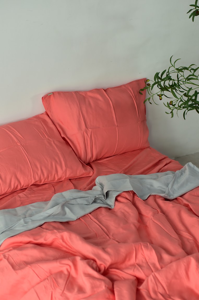 Salmon Bamboo Linen Duvet Cover Set – 4-Piece | 45% Linen 55% Bamboo Rayon | 165 GSM