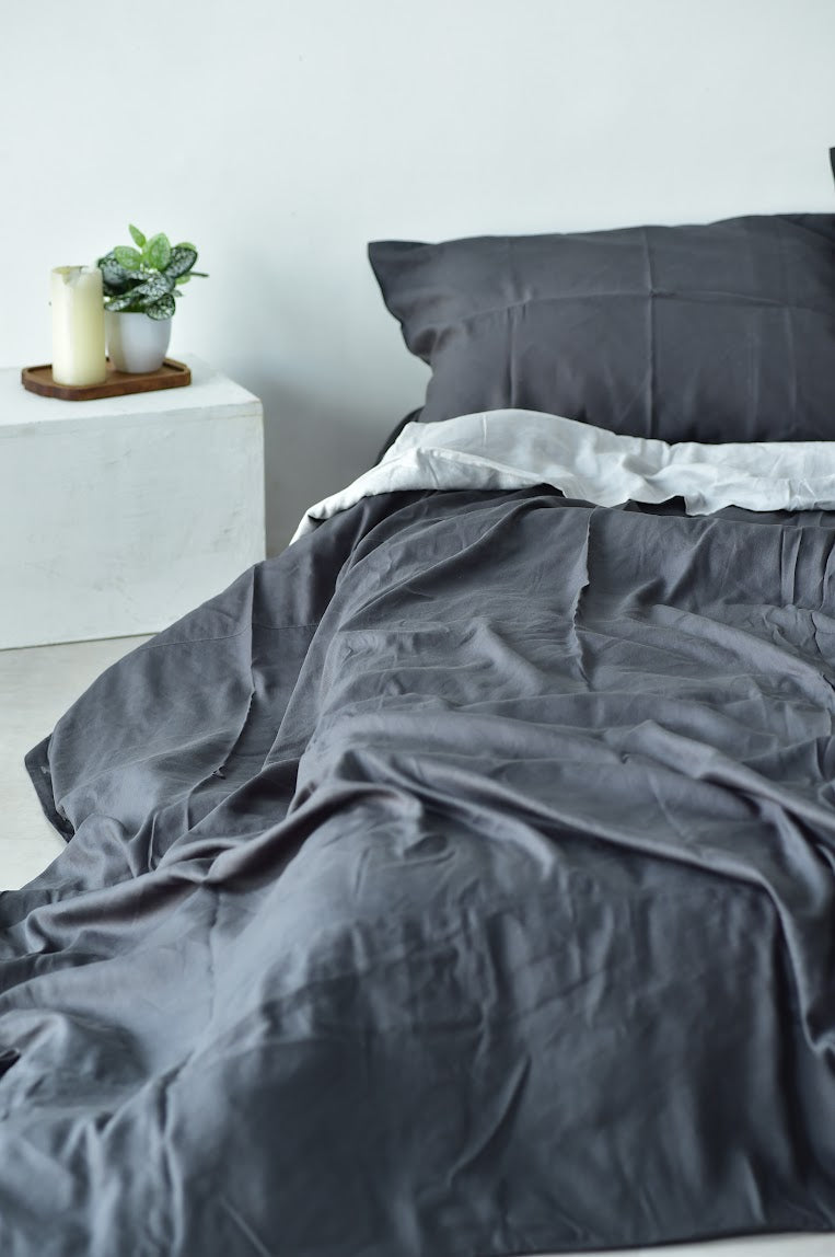 Deep Navy Bamboo Linen Bedding Sets 4 pieces