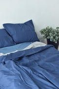 Navy Bamboo Linen Bedding Sets 4 pieces