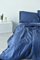 Navy Bamboo Linen Bedding Sets 4 pieces