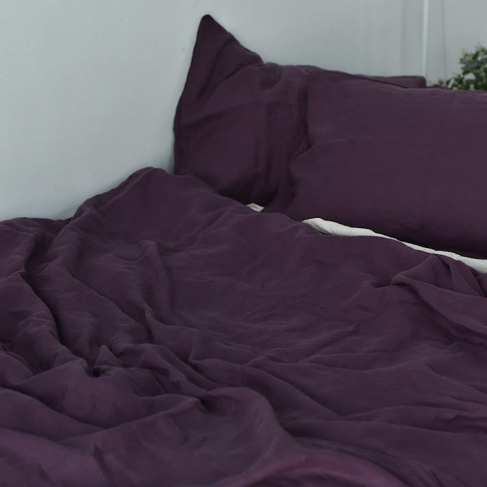 Violet French Linen Duvet Cover - Plain Dyeing 16