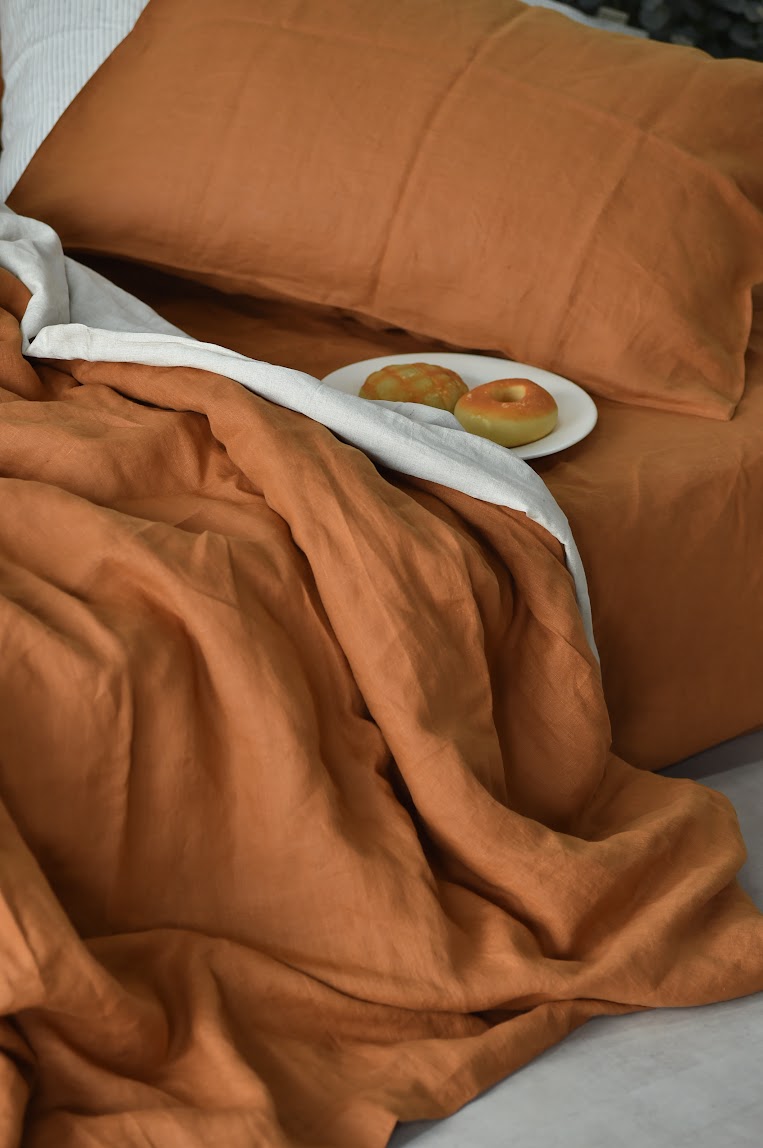 Light Bronze Linen Bedding Sets 4 pieces