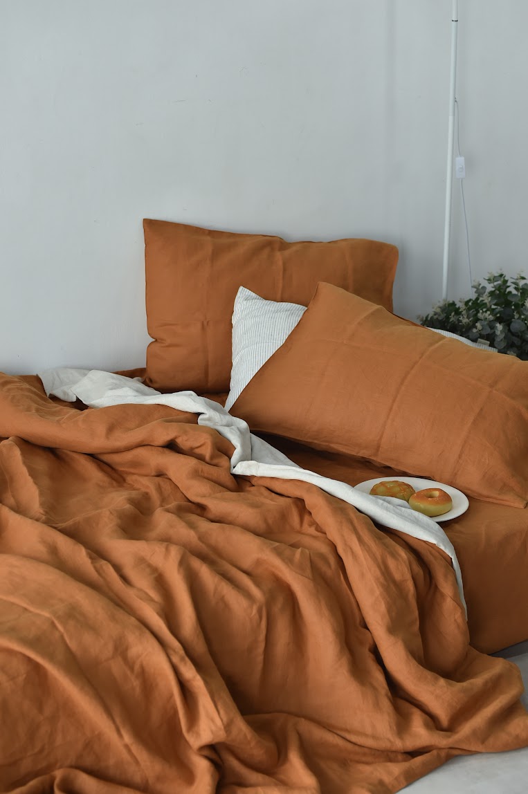 Light Bronze Linen Bedding Sets 4 pieces