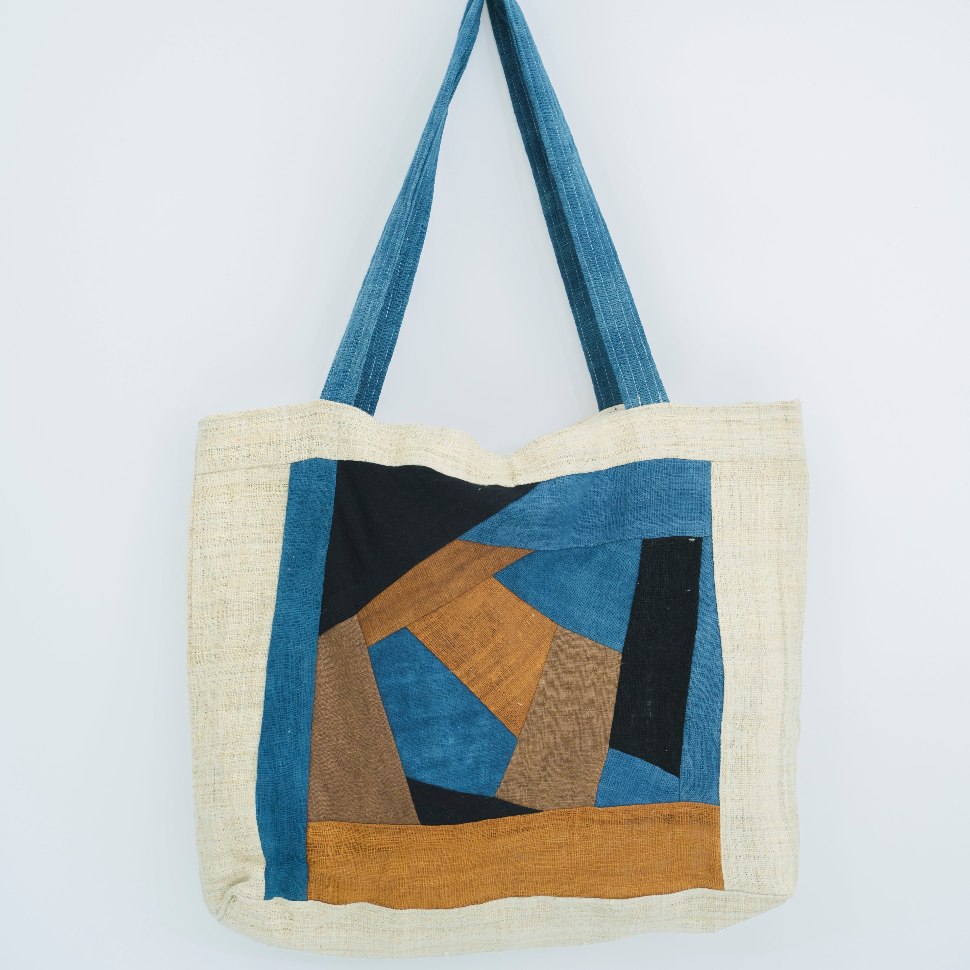 Handmade Ethnic Patchwork Tote Bag - Artisan Brocade Shoulder Bag with Geometric Tribal Patterns