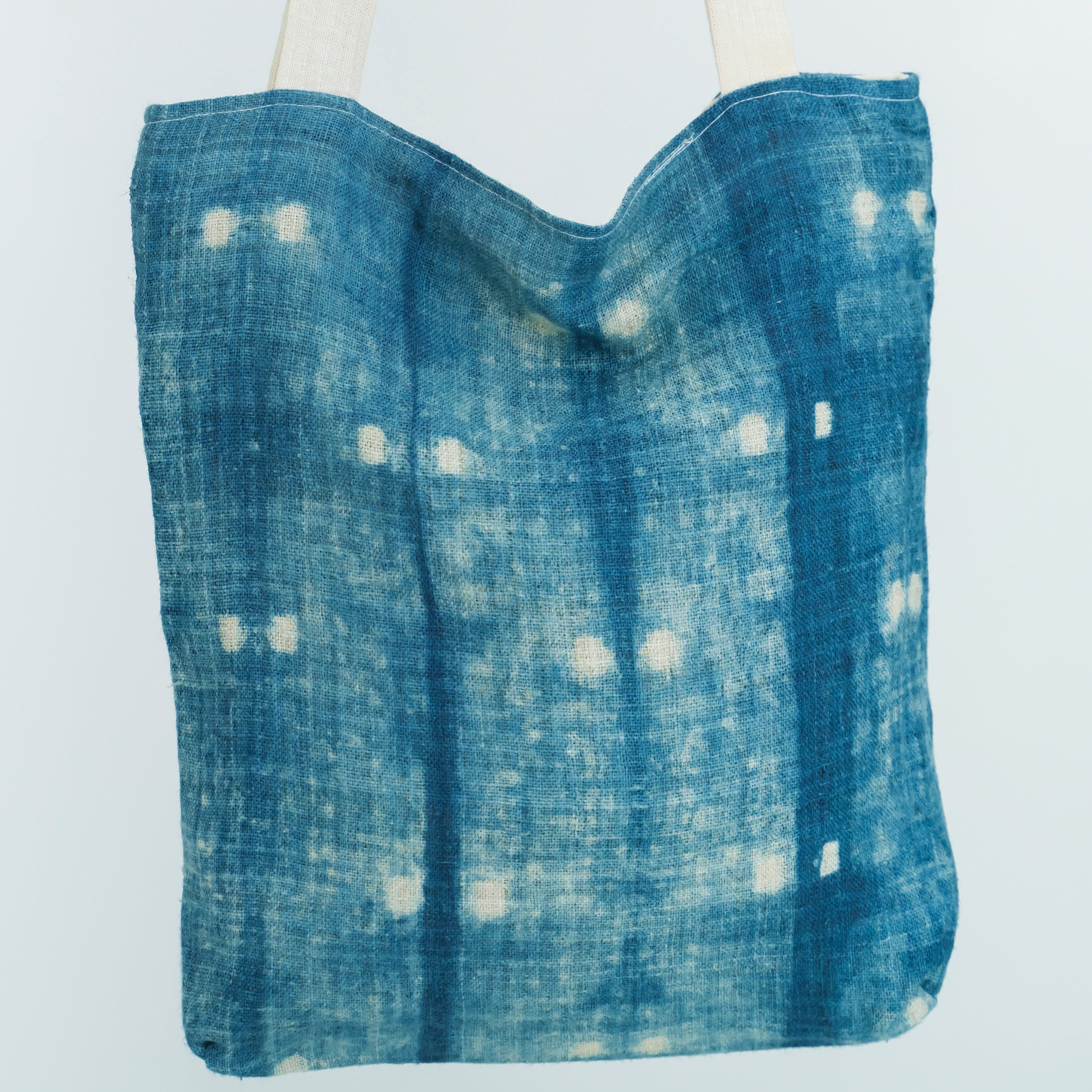 Hmong Speckled Indigo Tote Bag - Hand-Dyed Light Spot Brocade - One-of-a-Kind Hill Tribe Artisan Shoulder Bag