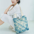 Hmong Splash Pattern Tote Bag - Hand-Dyed Indigo Splatter Brocade - One-of-a-Kind Hill Tribe Artisan Shoulder Bag