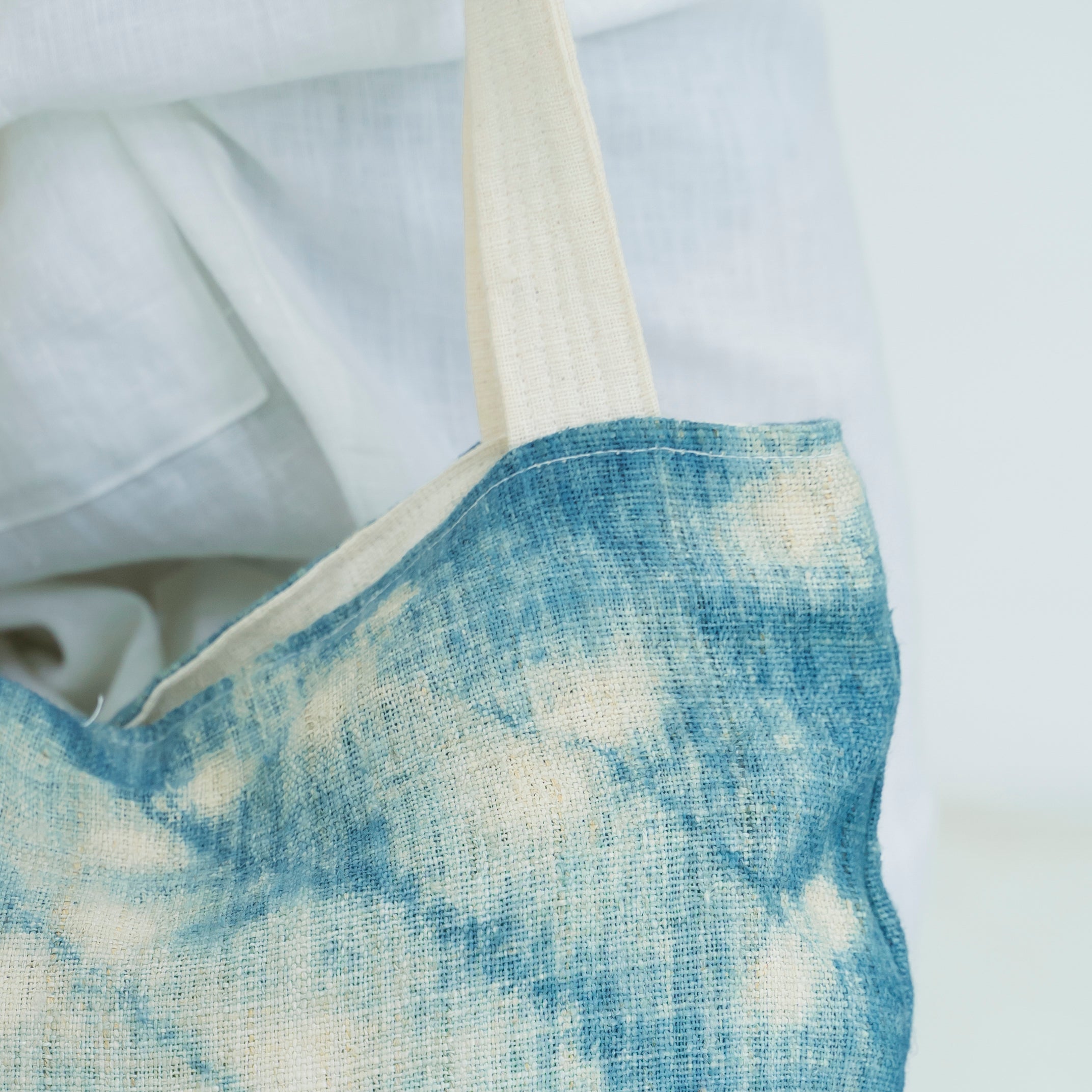 Hmong Splash Pattern Tote Bag - Hand-Dyed Indigo Splatter Brocade - One-of-a-Kind Hill Tribe Artisan Shoulder Bag