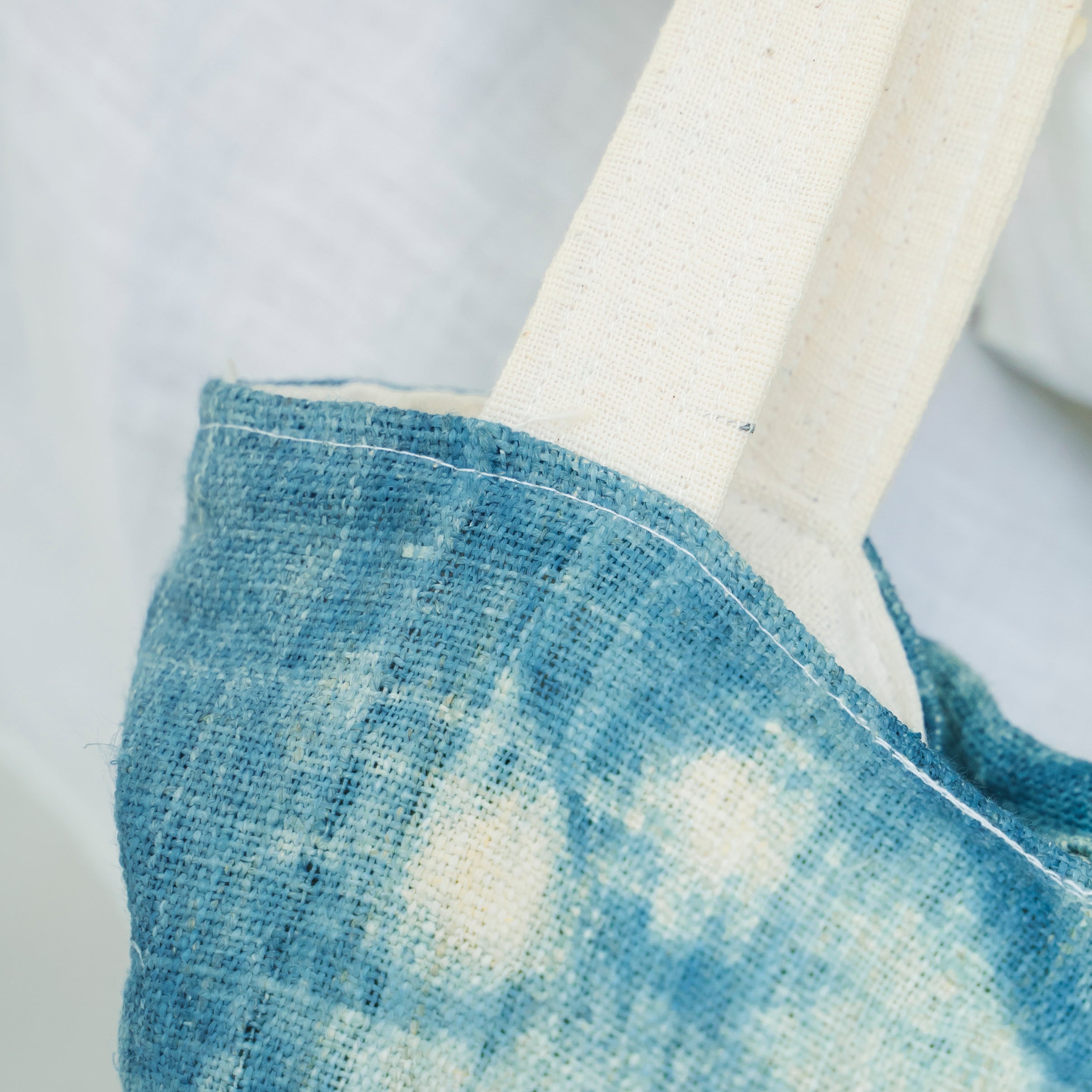 Hmong Splash Pattern Tote Bag - Hand-Dyed Indigo Splatter Brocade - One-of-a-Kind Hill Tribe Artisan Shoulder Bag