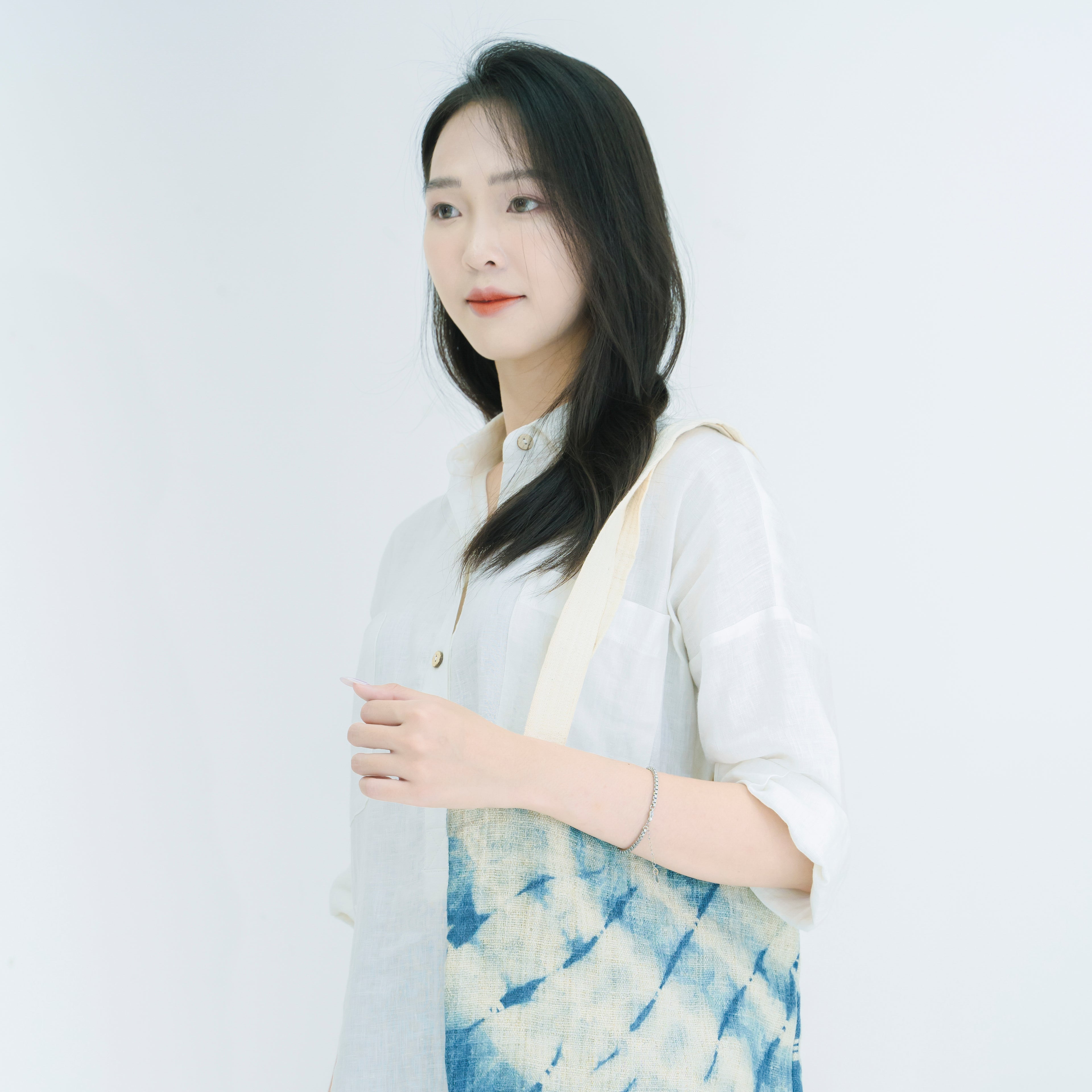 Hmong Gradient Ombre Tote Bag - Hand-Dyed Indigo Fade Brocade - Traditional Hill Tribe Artisan Shoulder Bag