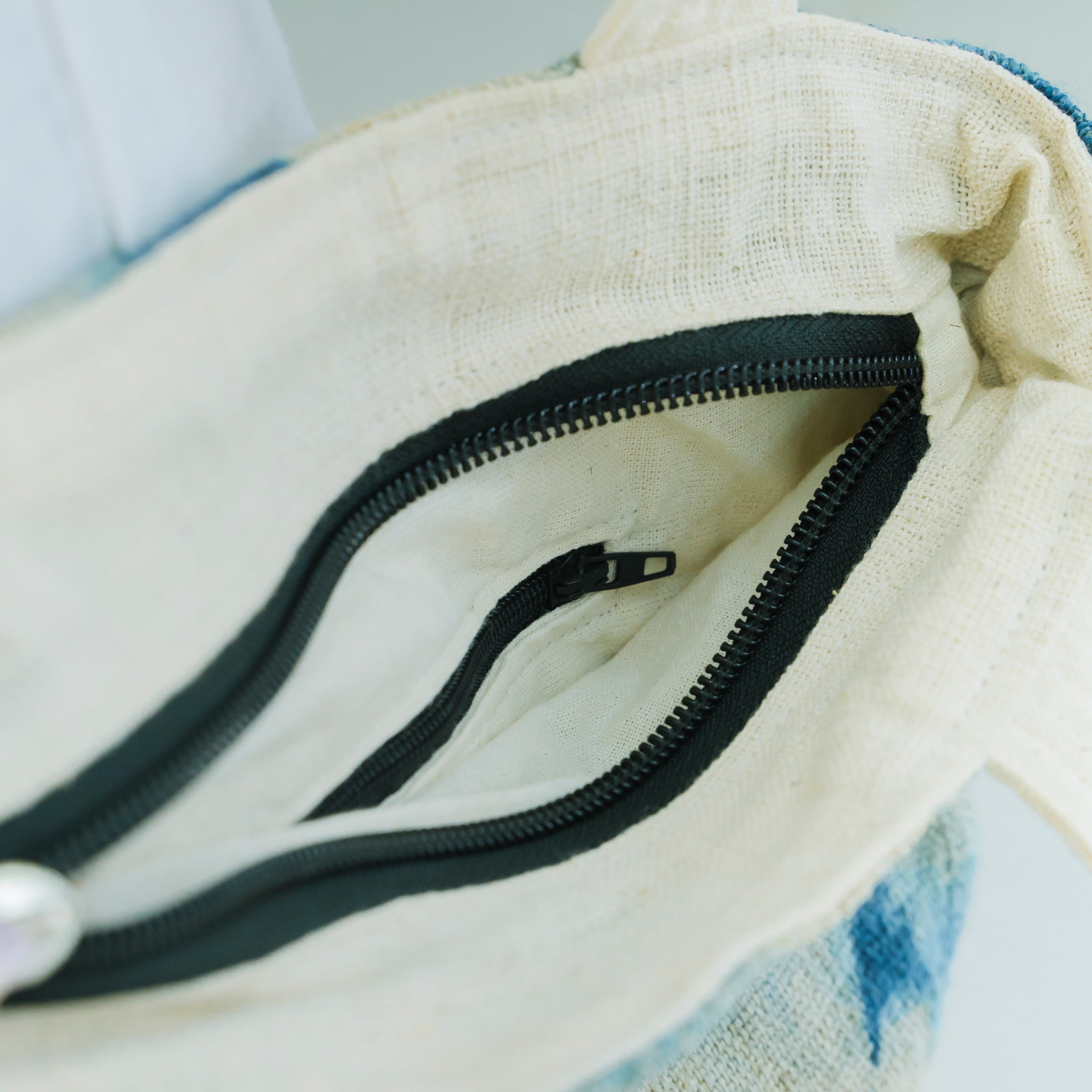 Hmong Gradient Ombre Tote Bag - Hand-Dyed Indigo Fade Brocade - Traditional Hill Tribe Artisan Shoulder Bag