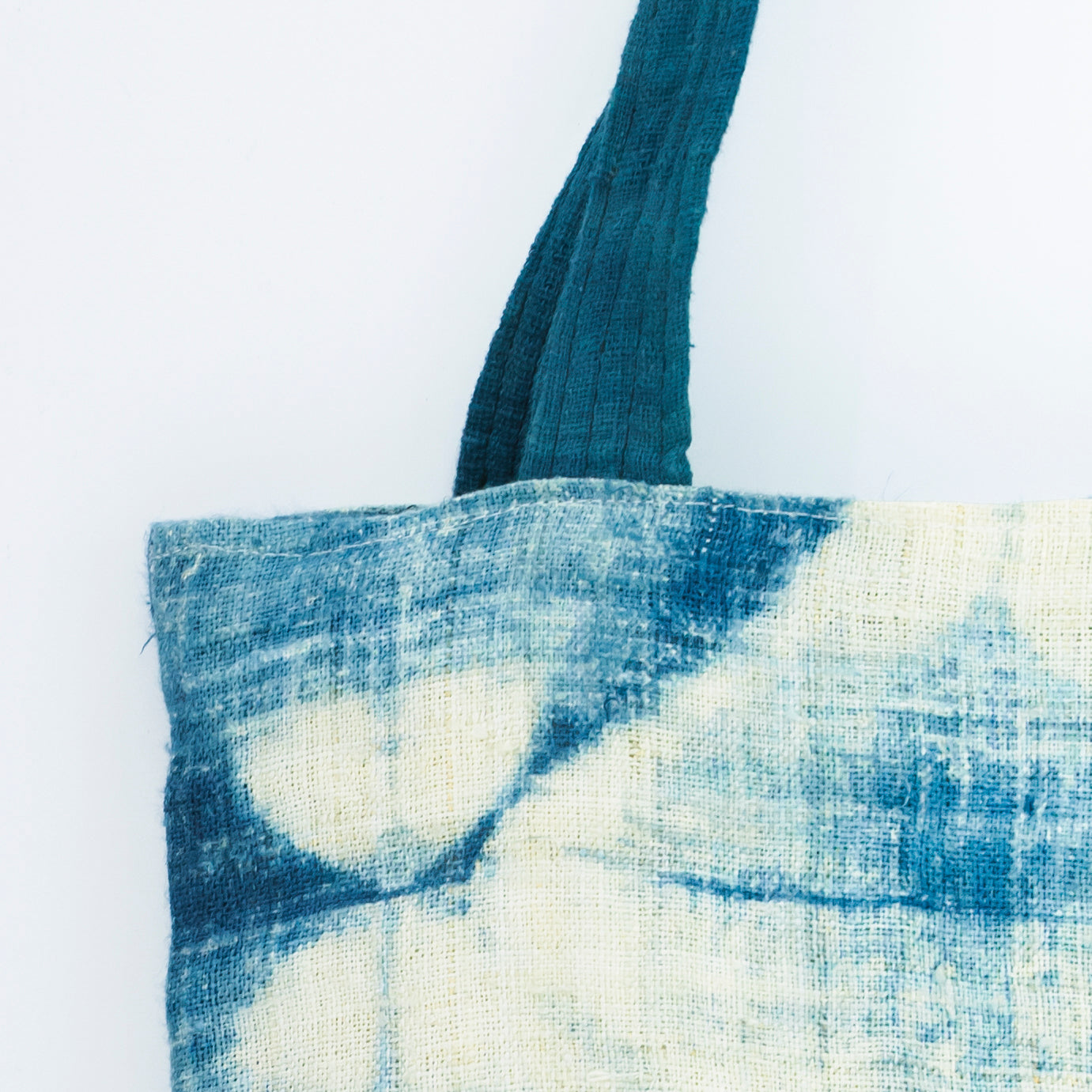 Hmong Diamond Pattern Tote Bag - Hand-Dyed Indigo Brocade - Traditional Hill Tribe Artisan Shoulder Bag