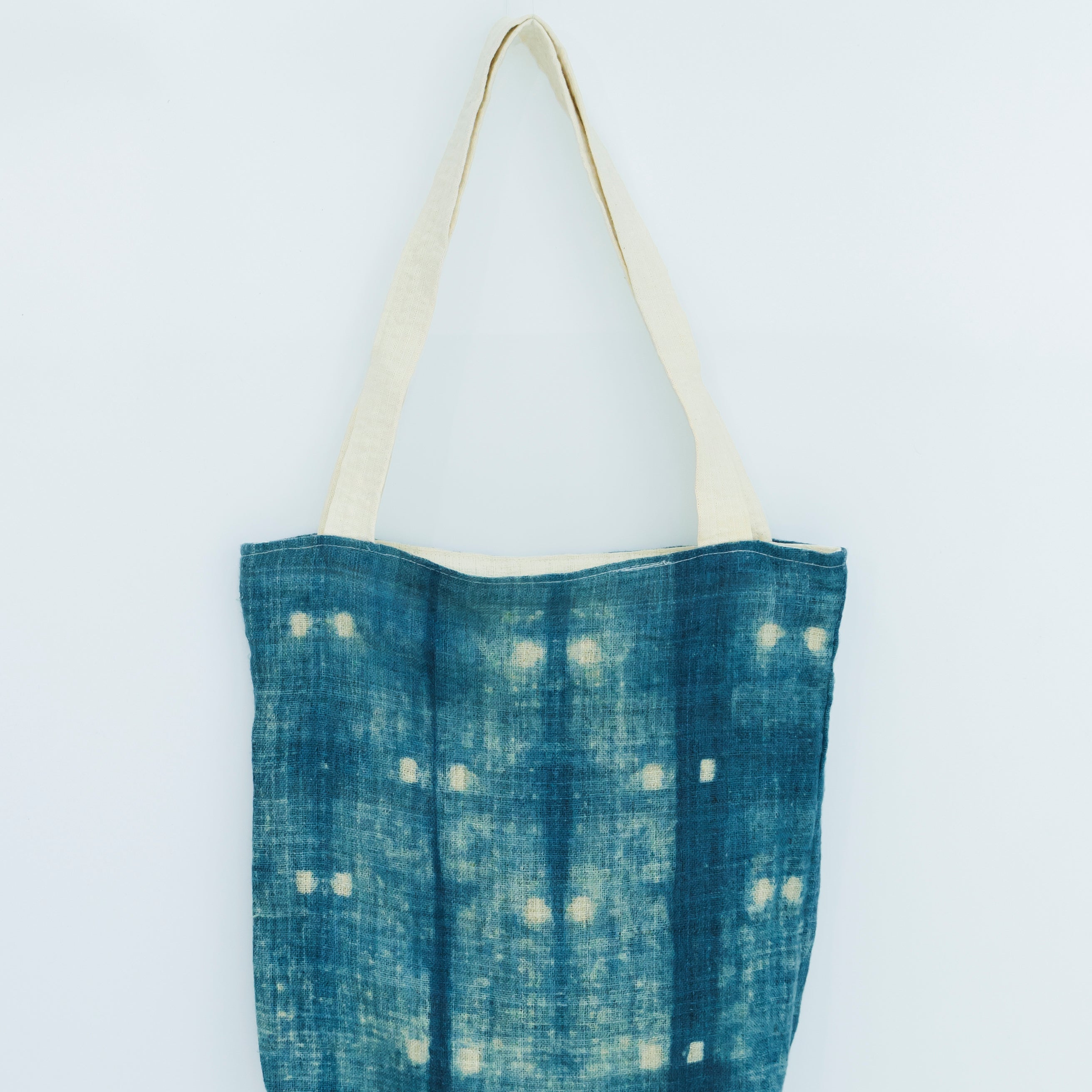 Hmong Speckled Indigo Tote Bag - Hand-Dyed Light Spot Brocade - One-of-a-Kind Hill Tribe Artisan Shoulder Bag