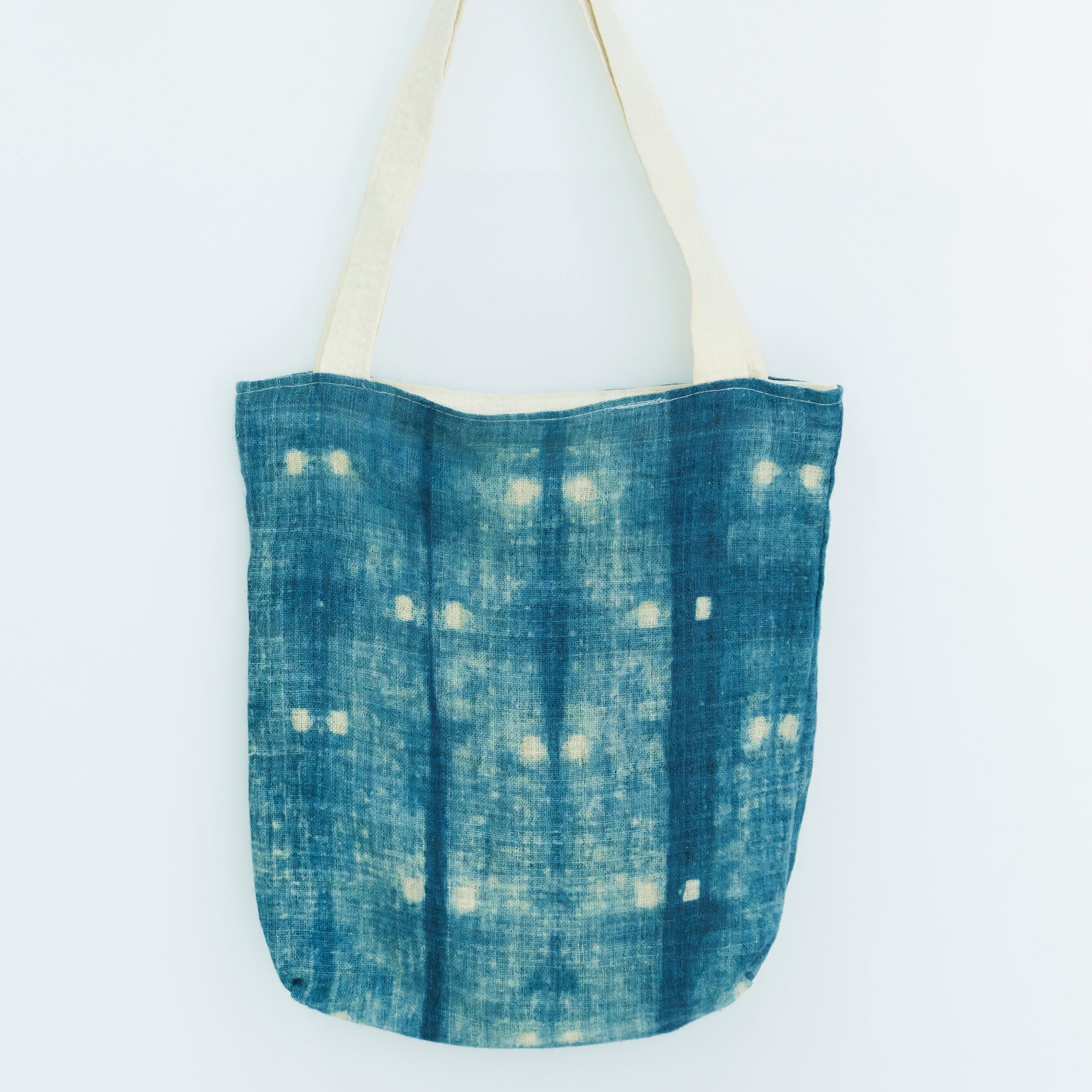 Hmong Speckled Indigo Tote Bag - Hand-Dyed Light Spot Brocade - One-of-a-Kind Hill Tribe Artisan Shoulder Bag