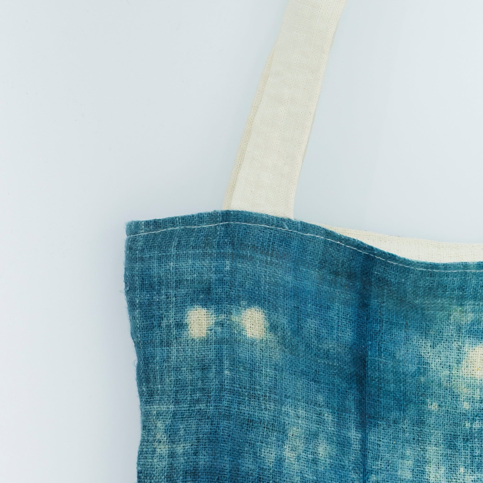 Hmong Speckled Indigo Tote Bag - Hand-Dyed Light Spot Brocade - One-of-a-Kind Hill Tribe Artisan Shoulder Bag