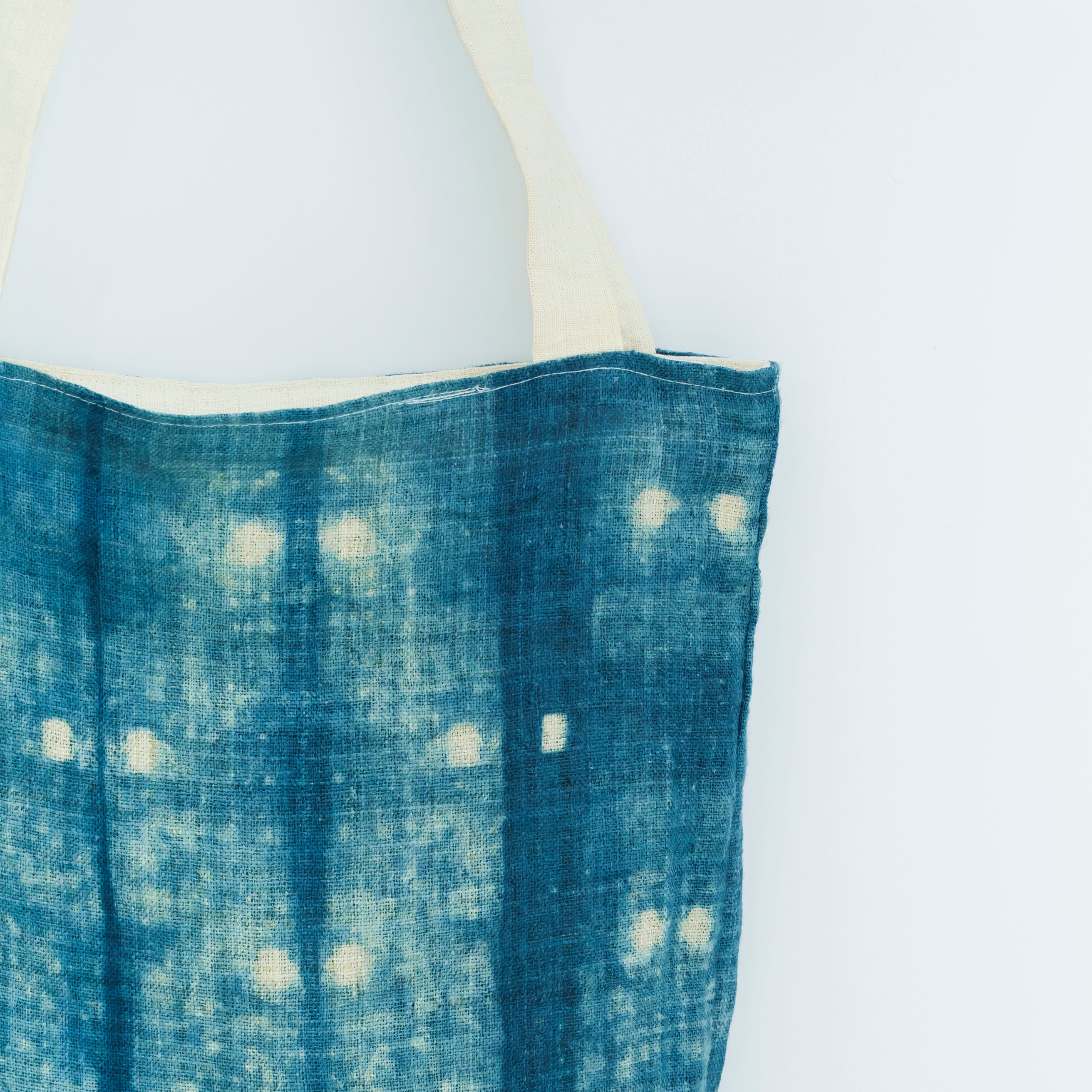 Hmong Speckled Indigo Tote Bag - Hand-Dyed Light Spot Brocade - One-of-a-Kind Hill Tribe Artisan Shoulder Bag