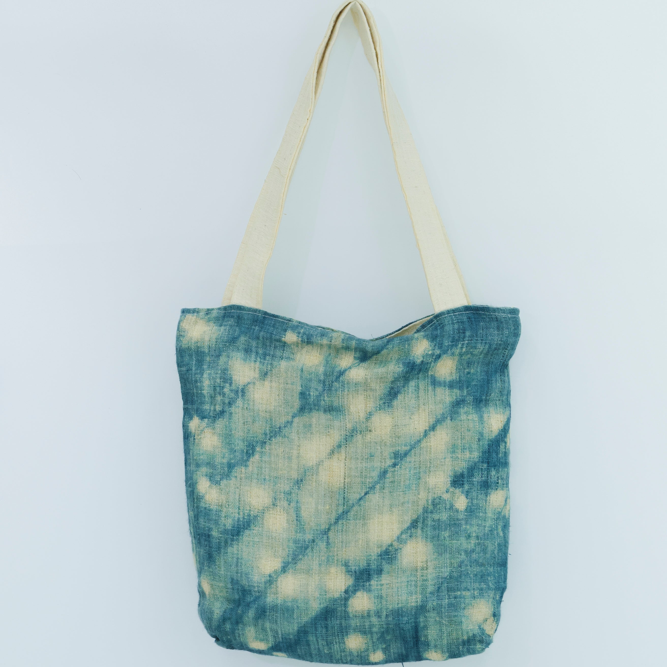 Hmong Splash Pattern Tote Bag - Hand-Dyed Indigo Splatter Brocade - One-of-a-Kind Hill Tribe Artisan Shoulder Bag