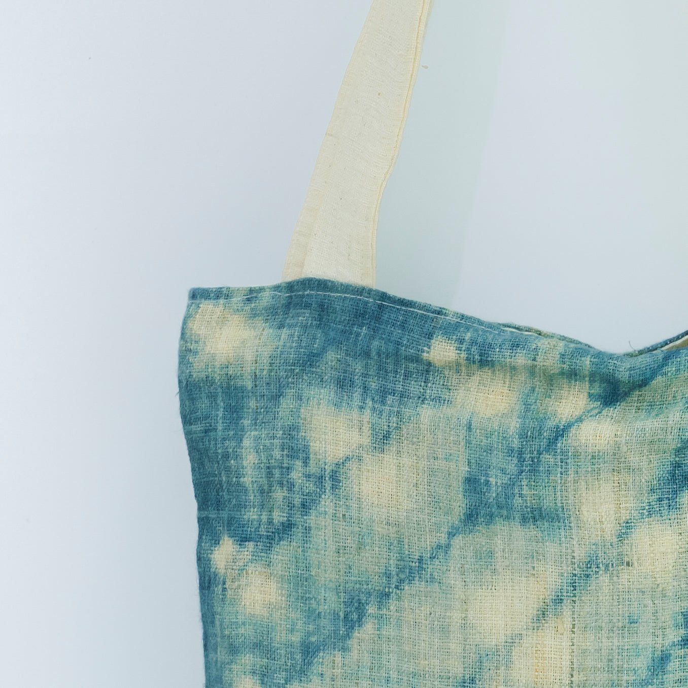 Hmong Splash Pattern Tote Bag - Hand-Dyed Indigo Splatter Brocade - One-of-a-Kind Hill Tribe Artisan Shoulder Bag