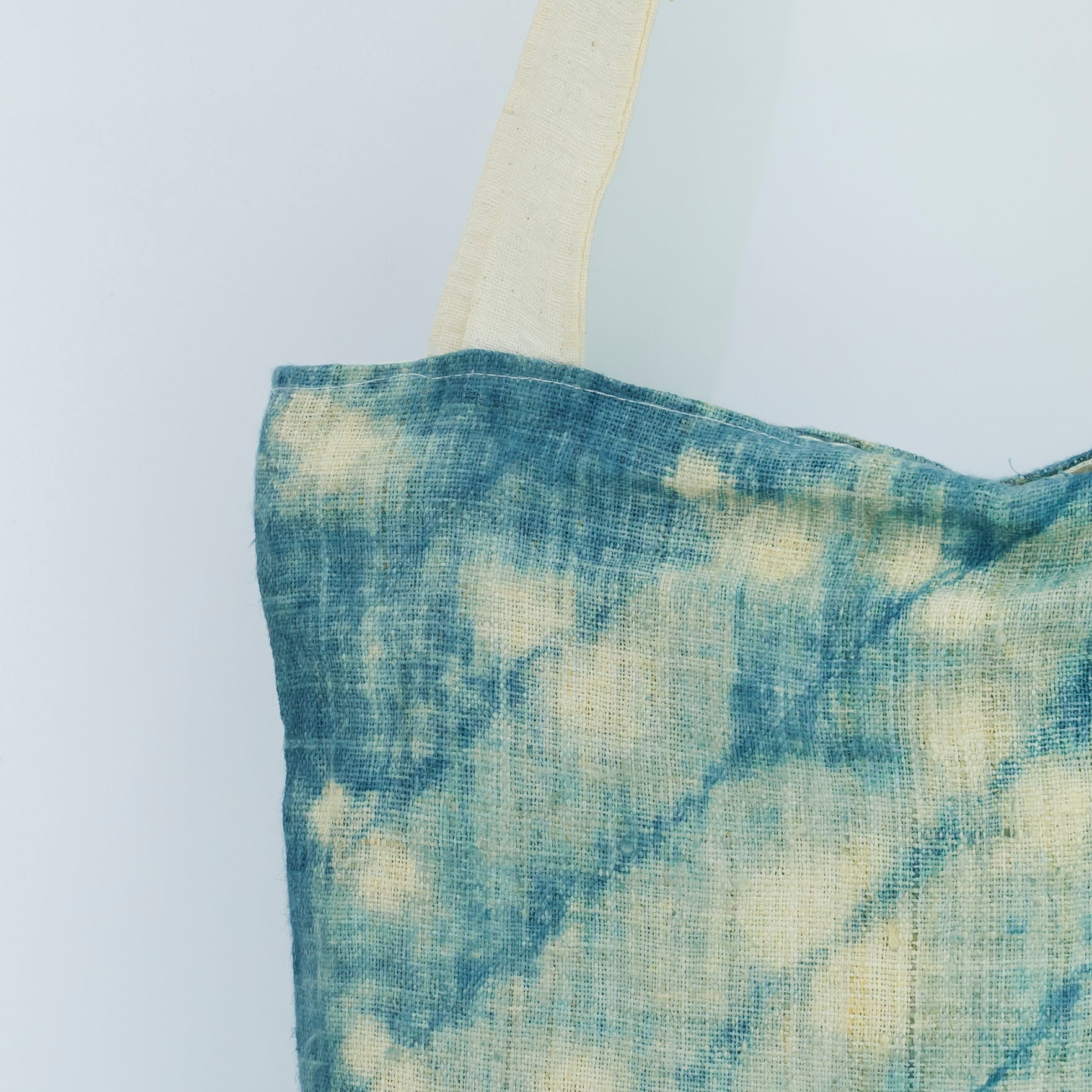 Hmong Splash Pattern Tote Bag - Hand-Dyed Indigo Splatter Brocade - One-of-a-Kind Hill Tribe Artisan Shoulder Bag