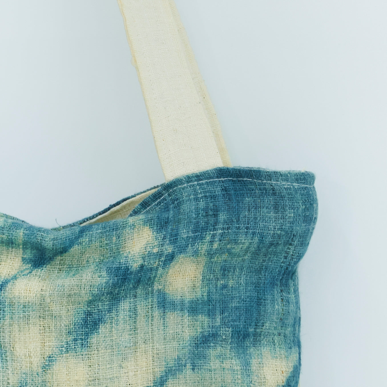 Hmong Splash Pattern Tote Bag - Hand-Dyed Indigo Splatter Brocade - One-of-a-Kind Hill Tribe Artisan Shoulder Bag