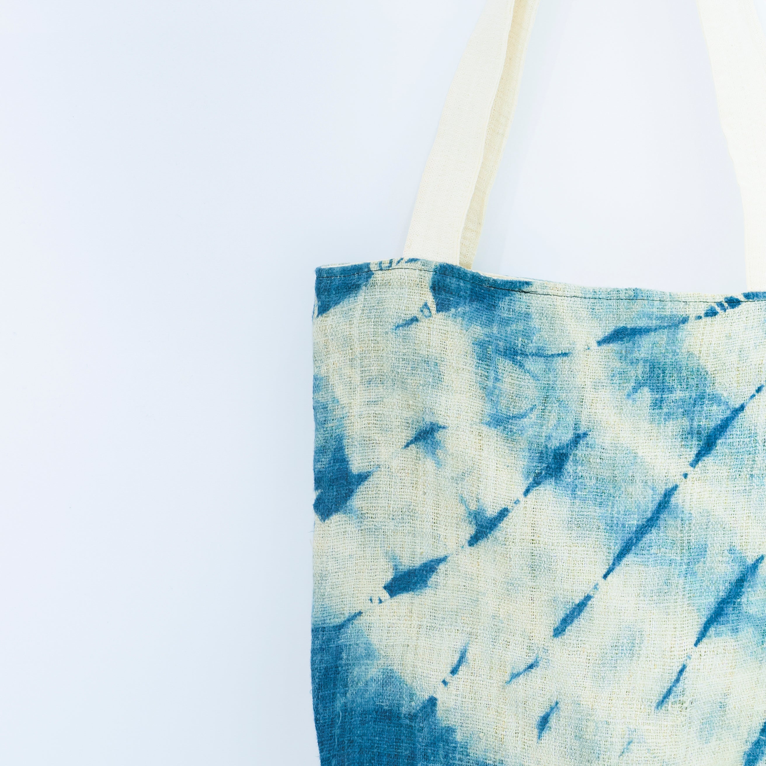 Hmong Gradient Ombre Tote Bag - Hand-Dyed Indigo Fade Brocade - Traditional Hill Tribe Artisan Shoulder Bag