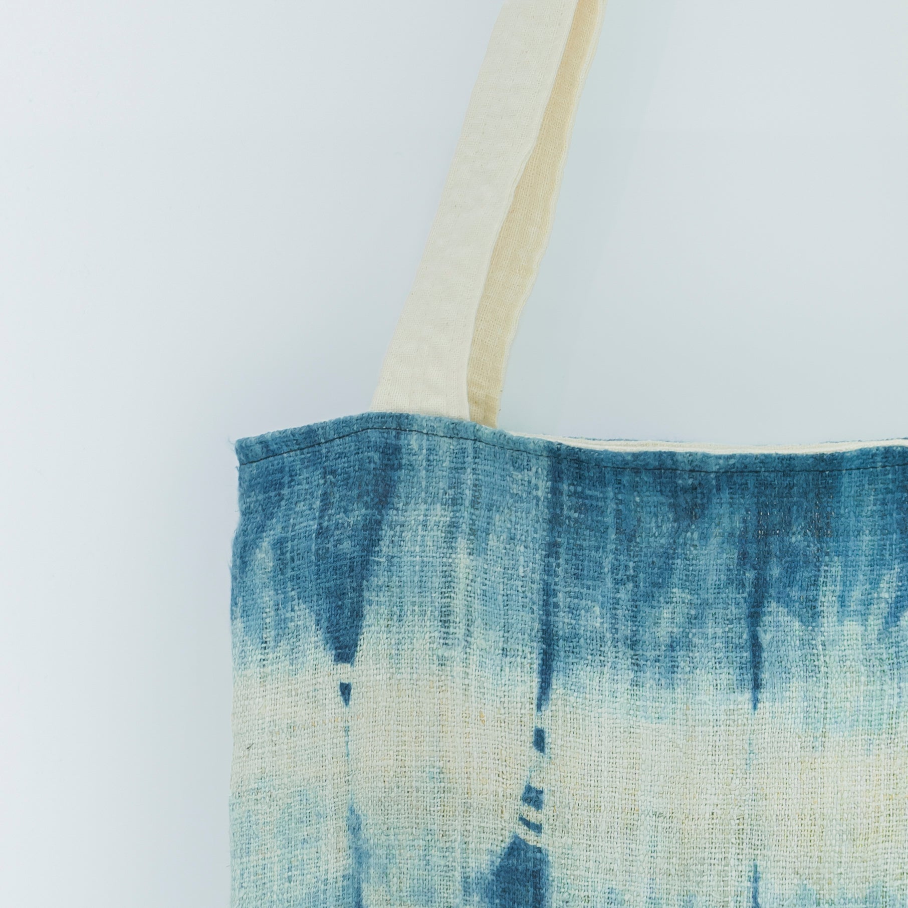 Hmong Mountain Peak Tote Bag - Hand-Dyed Indigo Brocade - One-of-a-Kind Hill Tribe Artisan Shoulder Bag