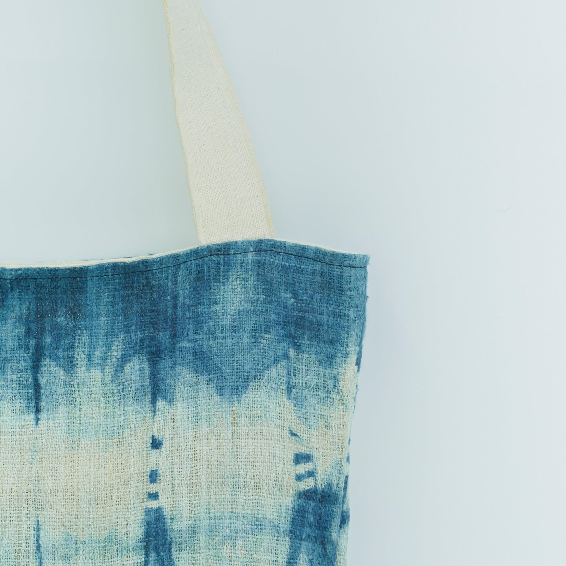 Hmong Mountain Peak Tote Bag - Hand-Dyed Indigo Brocade - One-of-a-Kind Hill Tribe Artisan Shoulder Bag