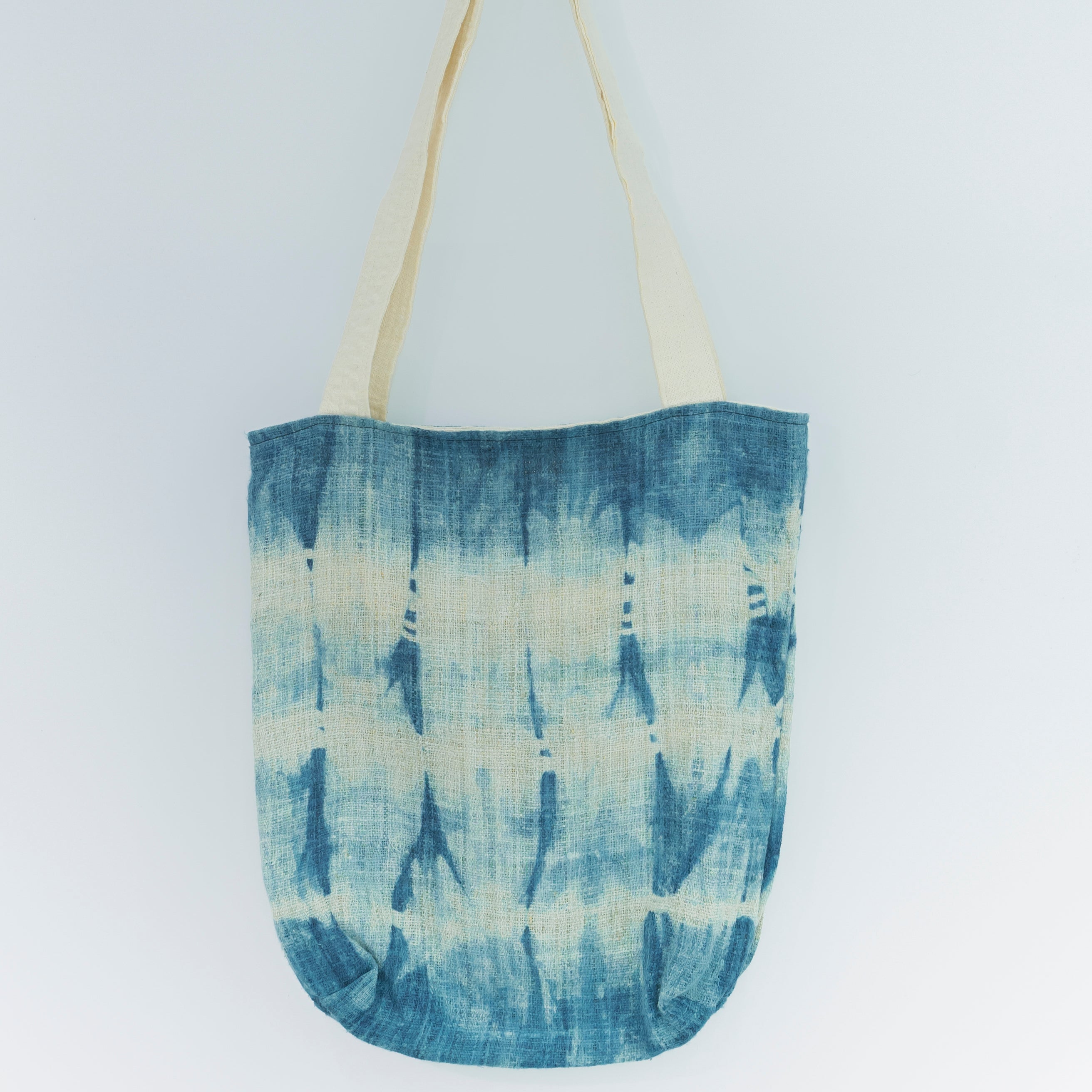 Hmong Mountain Peak Tote Bag - Hand-Dyed Indigo Brocade - One-of-a-Kind Hill Tribe Artisan Shoulder Bag