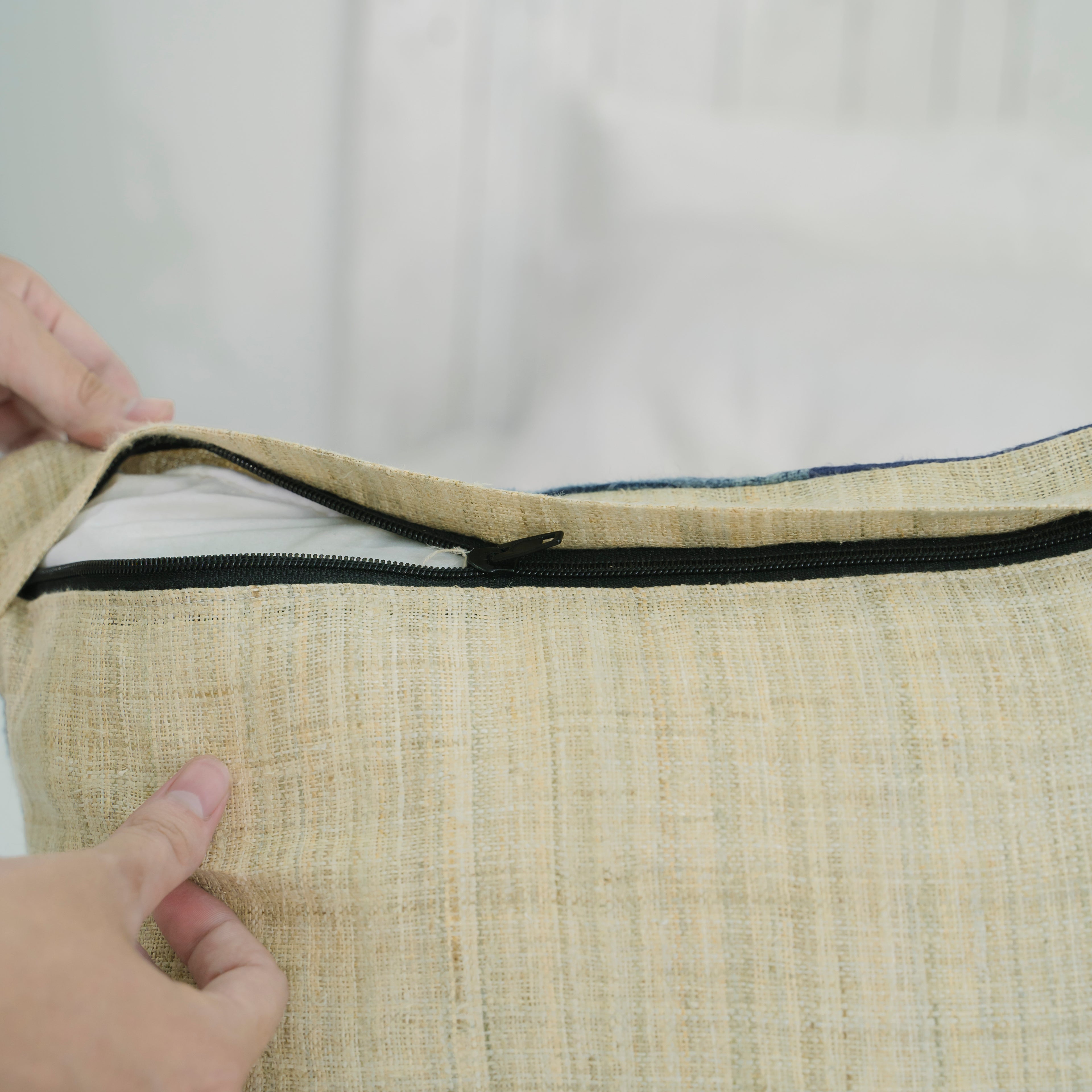 Hmong Patchwork Batik Sofa Pillow Cover - Hand-Drawn Beeswax on Brocade Mosaic - One-of-a-Kind Hill Tribe Artisan Cushion