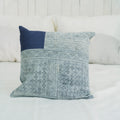 Hmong Patchwork Batik Pillow Cover - Hand-Drawn Beeswax Indigo Brocade - One-of-a-Kind Hill Tribe Artisan Cushion