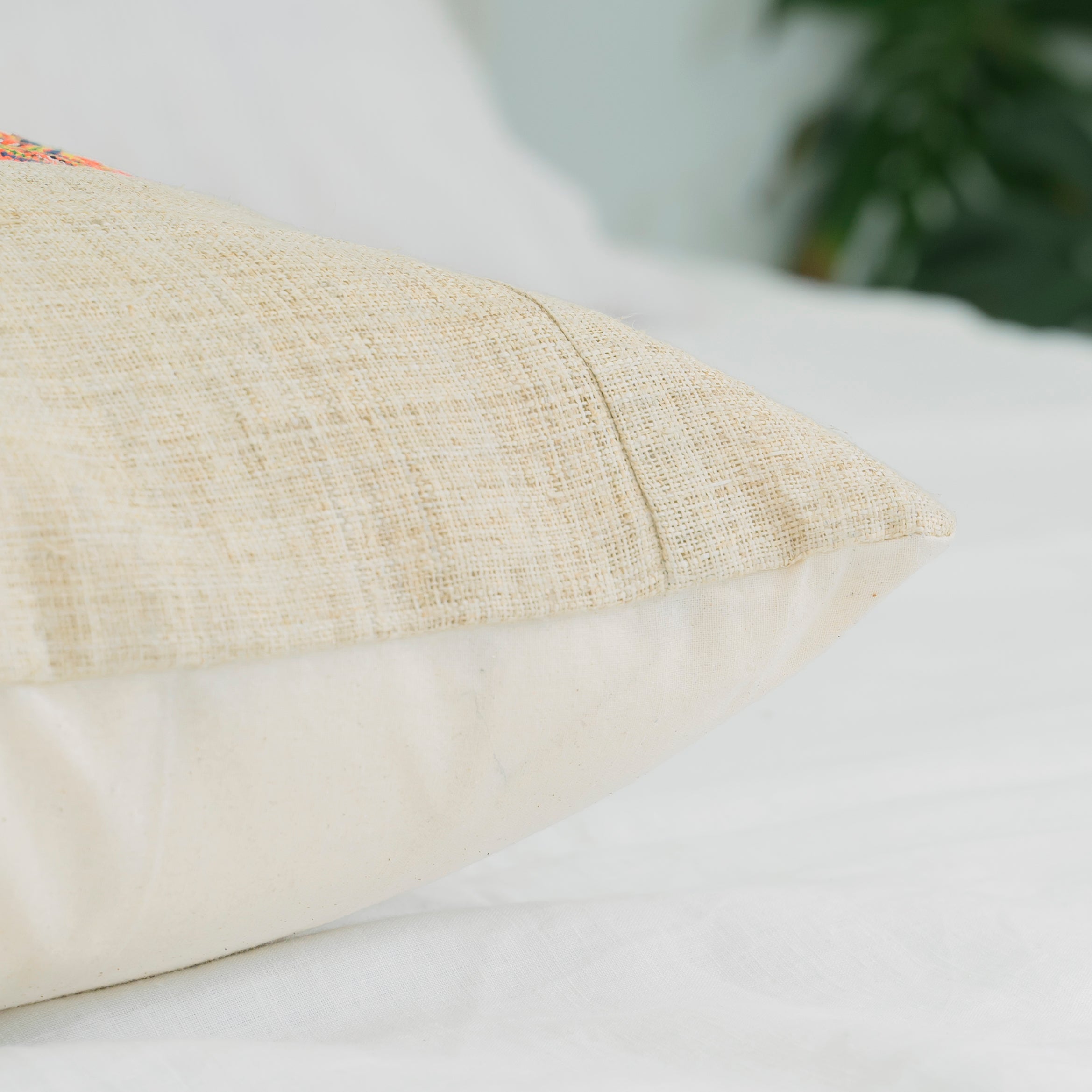 Hmong Colorful Embroidered Pillow Cover - Hand-Woven Tribal Brocade - One-of-a-Kind Hill Tribe Artisan Cushion 45x45cm