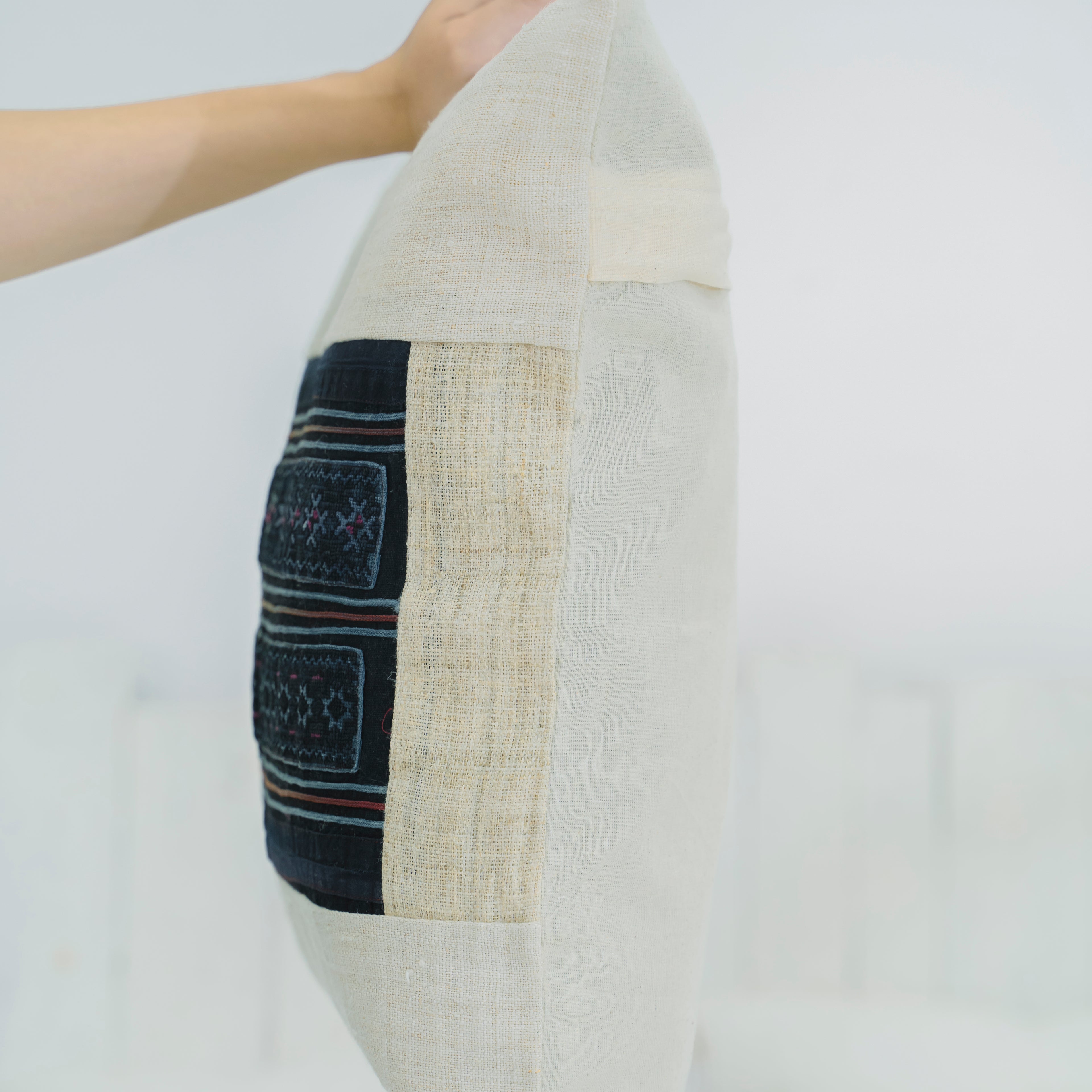 Hmong Star Embroidered Pillow Cover - Hand-Stitched Brocade Cushion - One-of-a-Kind Hill Tribe Artisan Home Decor