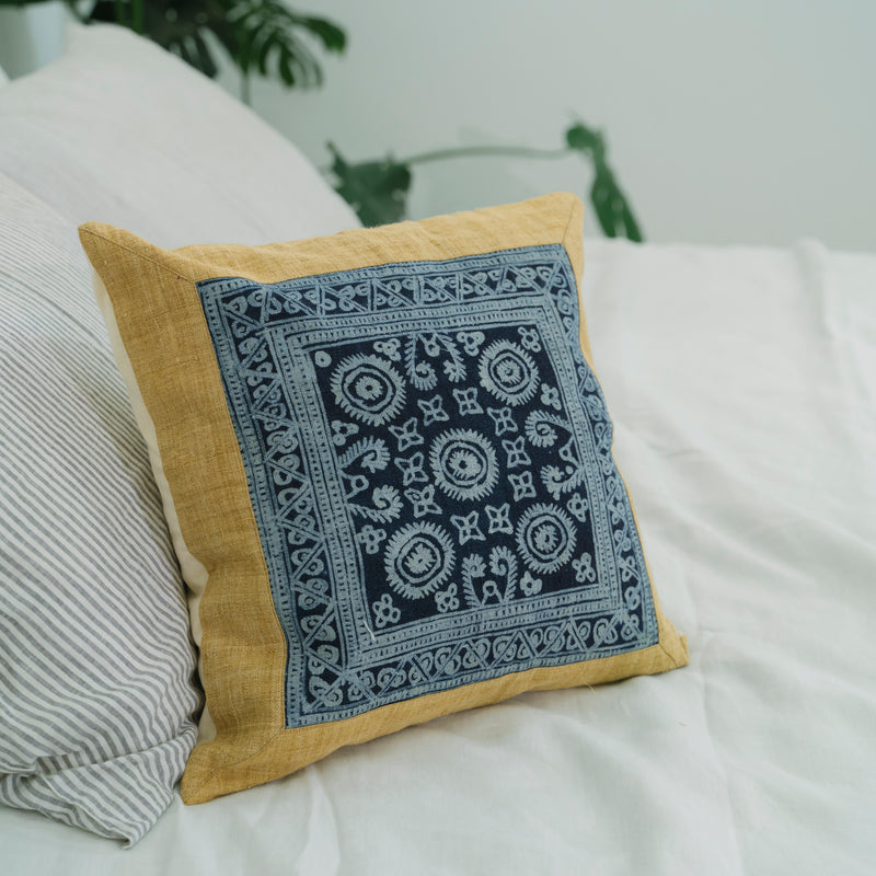 H’mong hemp cushion with traditional batik pattern