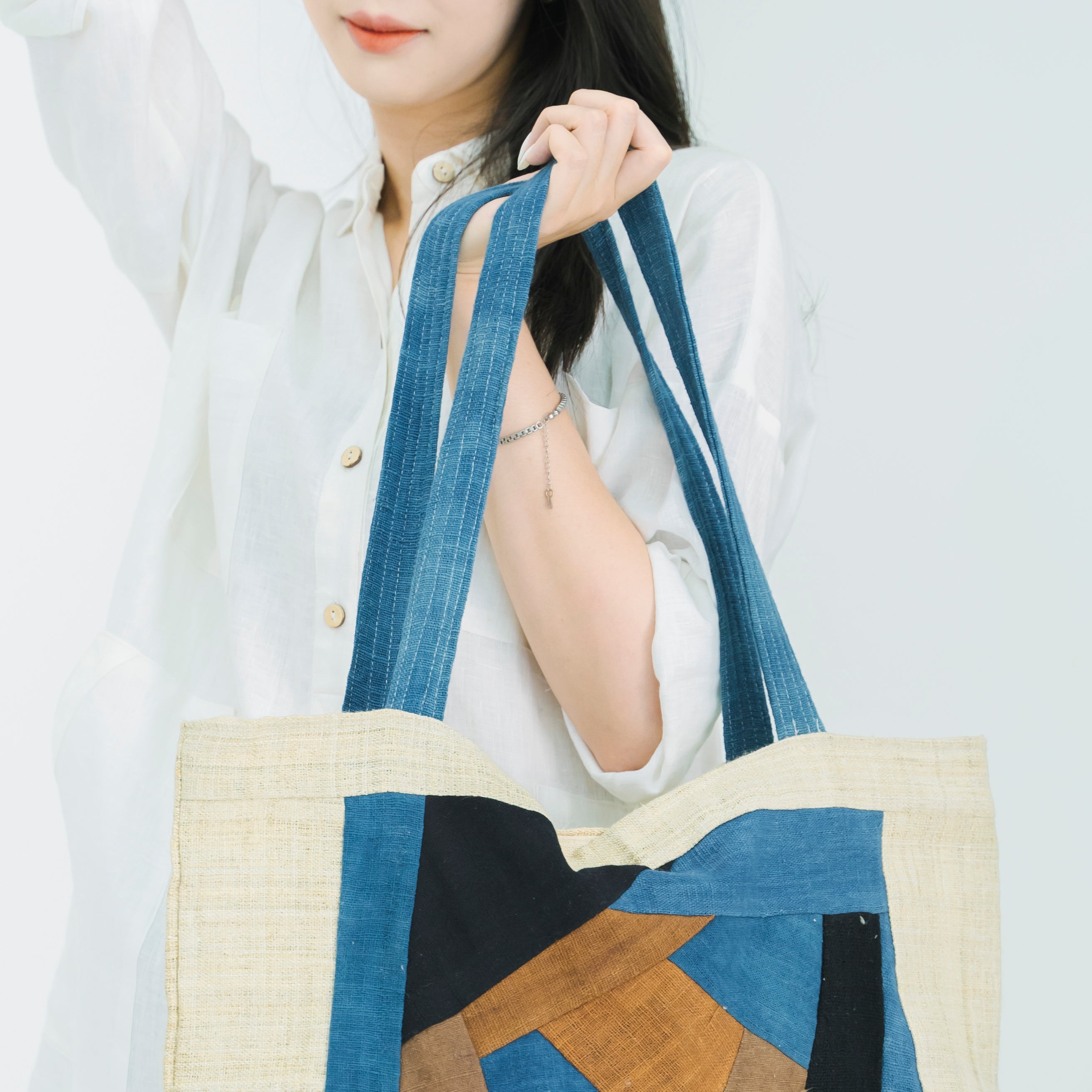 Handmade Ethnic Patchwork Tote Bag - Artisan Brocade Shoulder Bag with Geometric Tribal Patterns