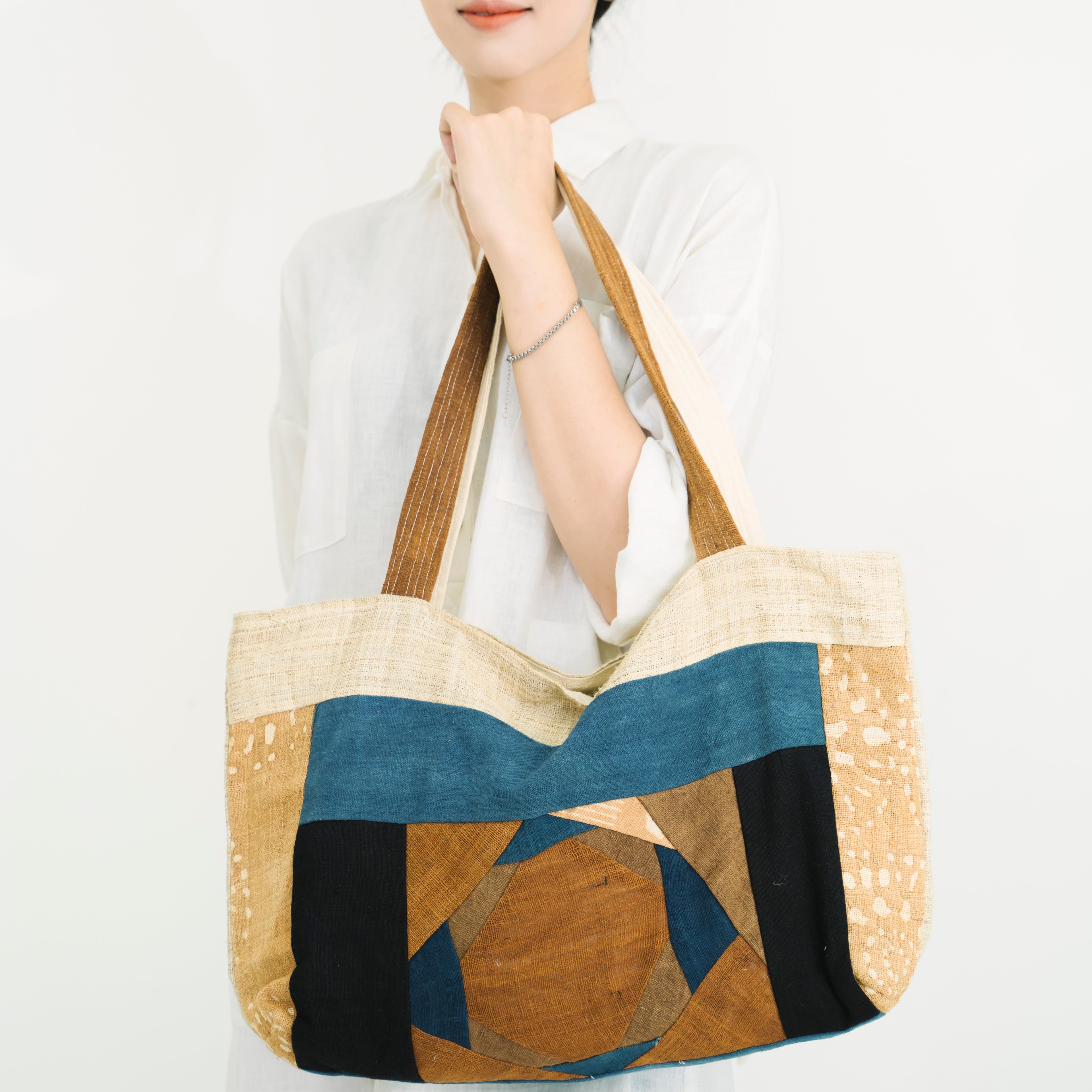 Hmong Colorful Embroidered Tote Bag - Hand-Woven Multicolor Brocade - Traditional Hill Tribe Artisan Shoulder Bag